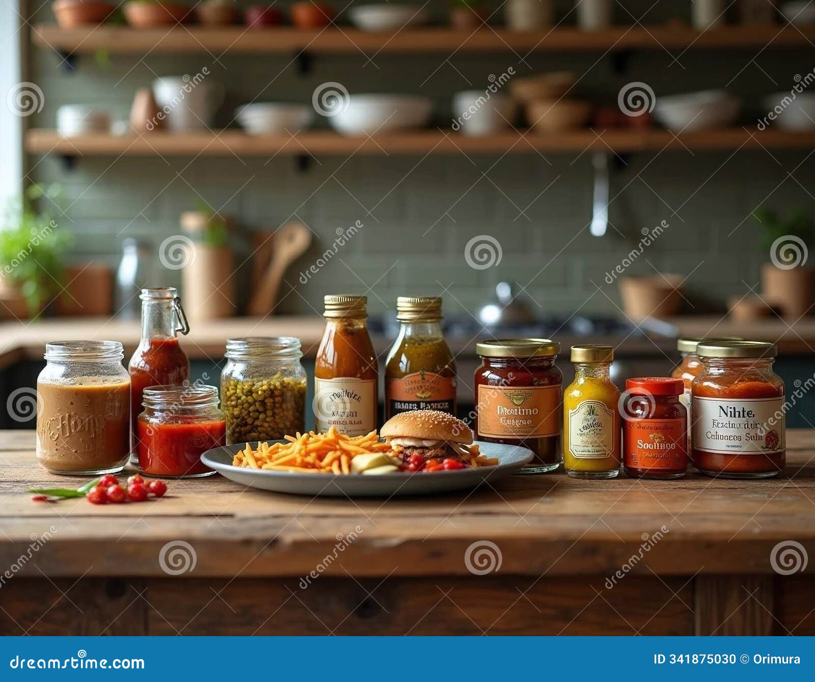 a colorful array of condiment bottles on the kitchen table this vibrant collection of sauces and condiments brings both flavor and