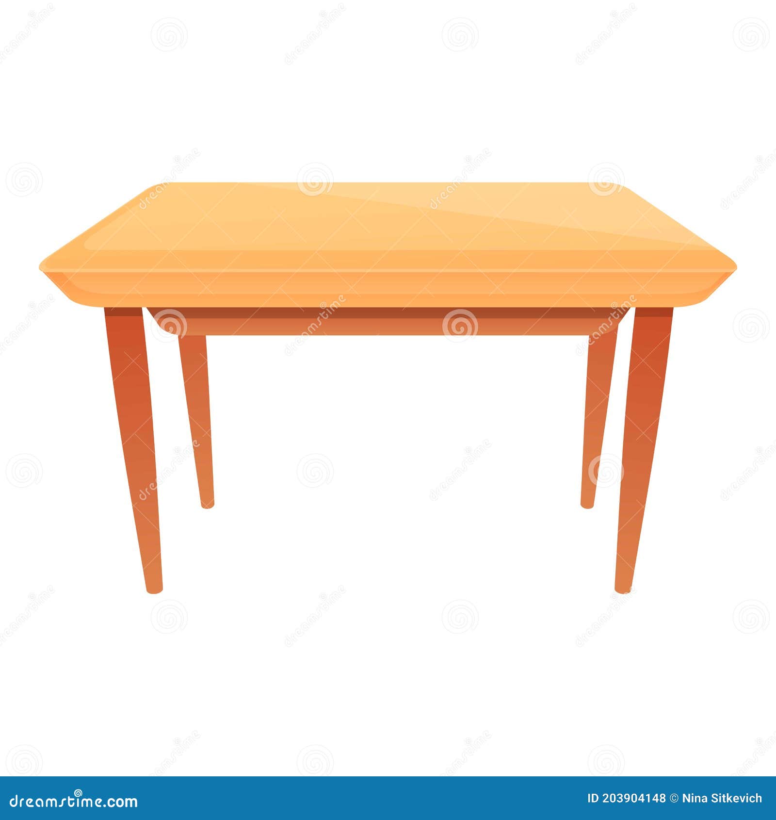 Kitchen Table Icon, Cartoon Style Stock Vector Illustration of