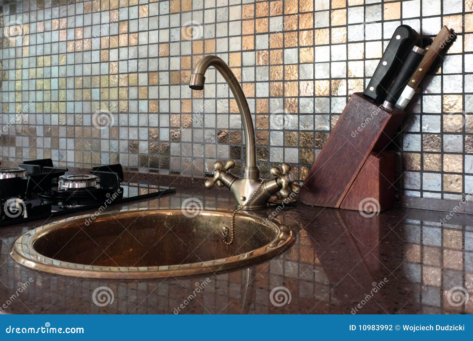 Kitchen Tap in Retro Style. Stock Photo Image of glossy, domestic