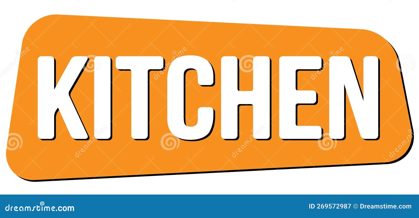KITCHEN Text on Orange Trapeze Stamp Sign Stock Illustration