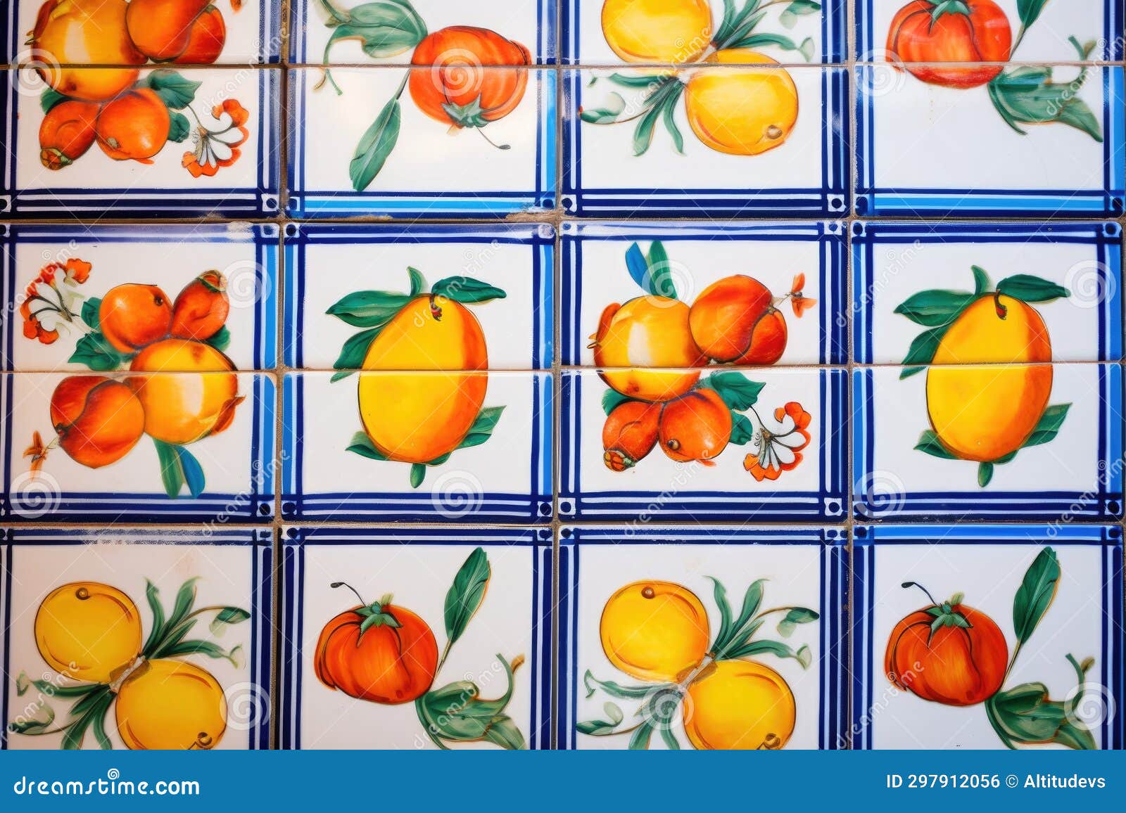 Kitchen Tiles with Fruit and Vegetable Designs Stock Photo Image of