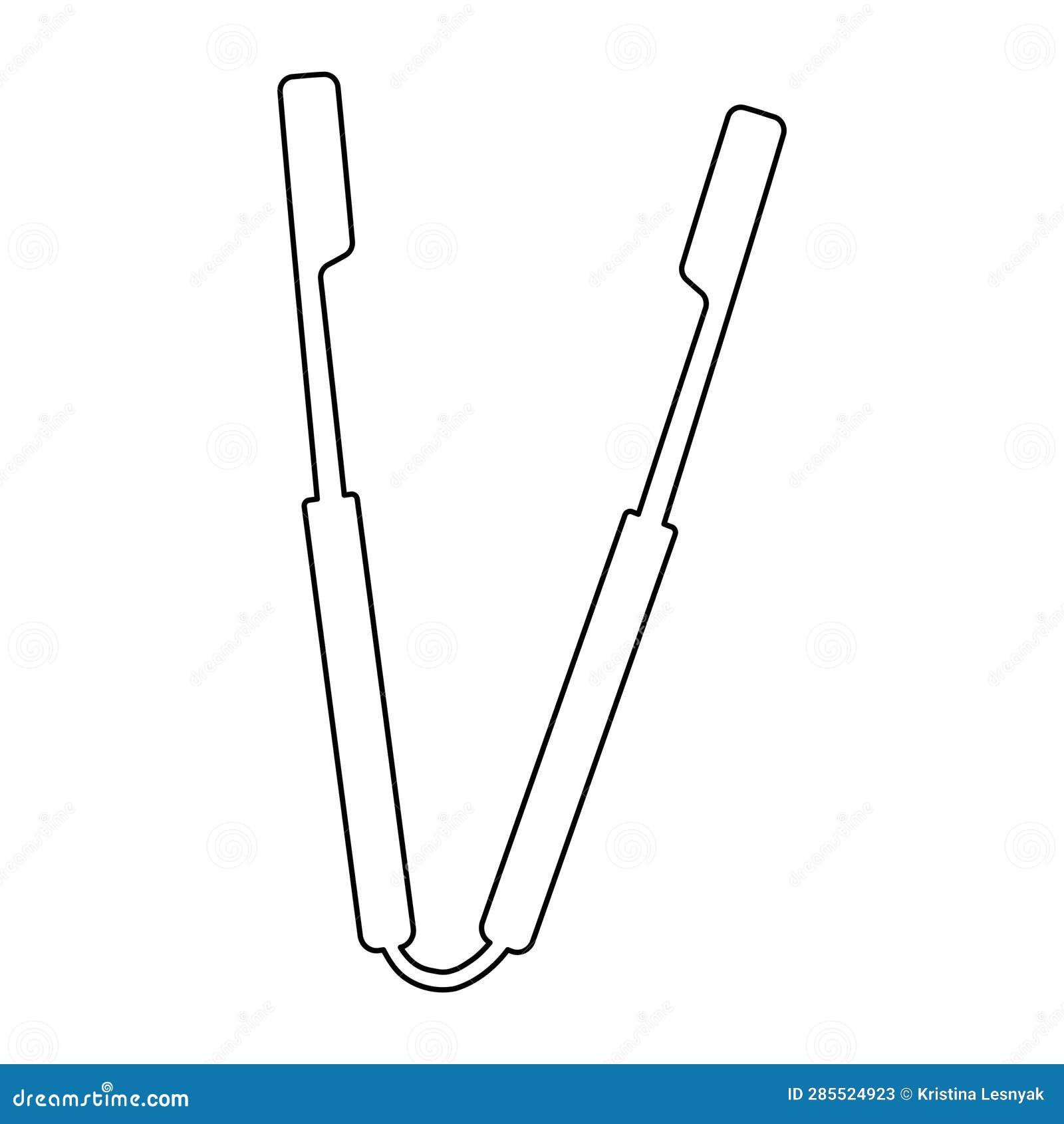 Kitchen Tongs Cook Line Doodle Element Icon Stock Vector Illustration