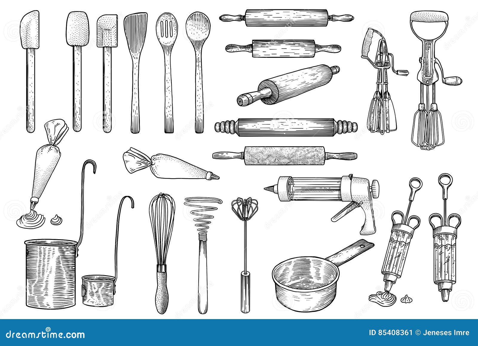 kitchen, tool, utensil, , drawing, engraving, , whisk, rolling pin, decorating