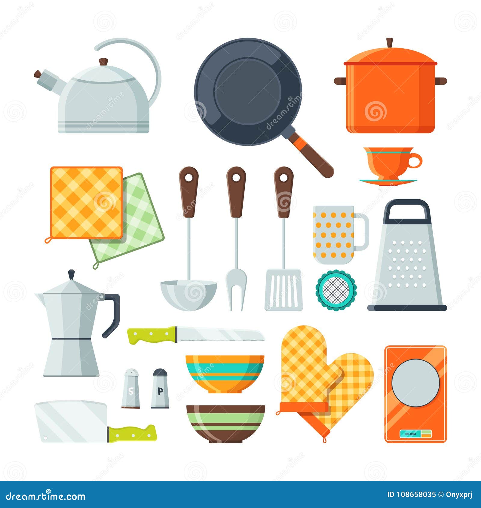 Cute Vector Cartoon Cooking Utensils Isolated On White Stock Illustration -  Download Image Now - iStock