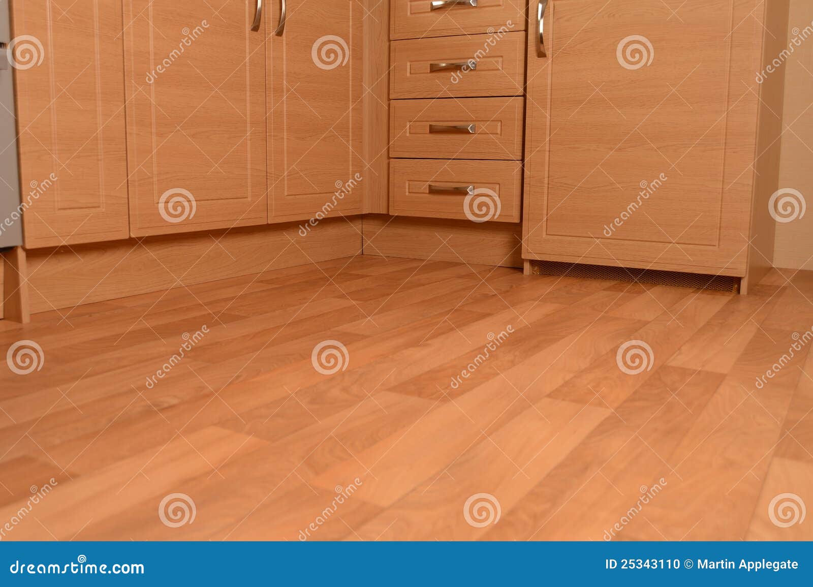 kitchen units and wooden floor