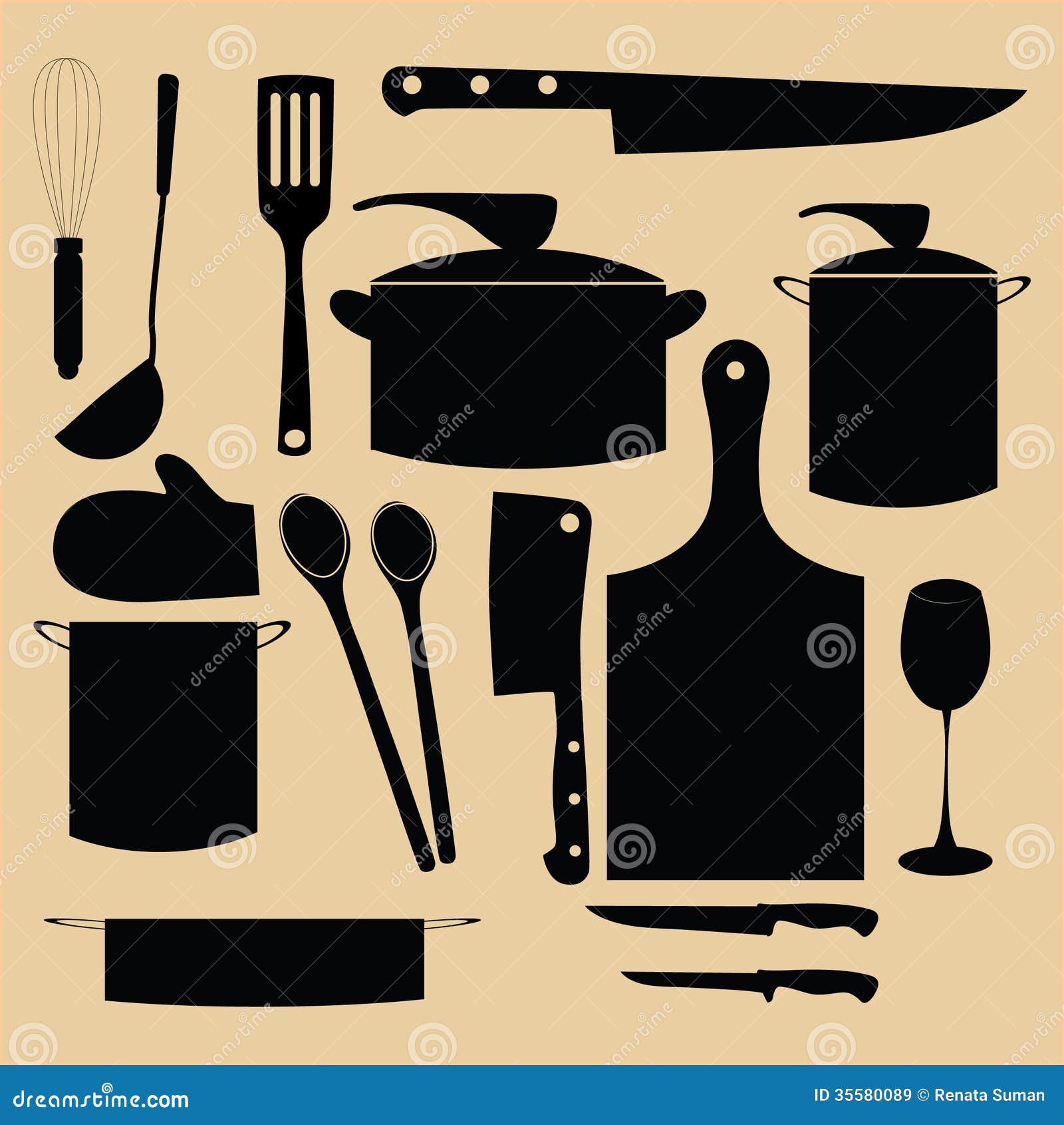 Kitchen Utensil Retro Design Illustration Stock Vector Illustration