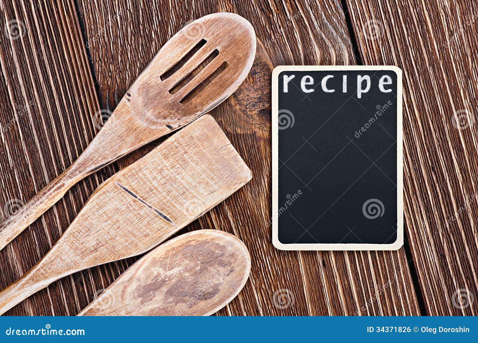 Kitchen Utensils and a Blackboard To Write a Recipe Stock Photo Image