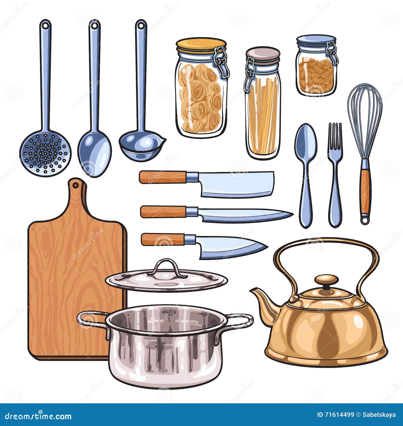 Kitchen objects realistic items for cooking food Vector Image