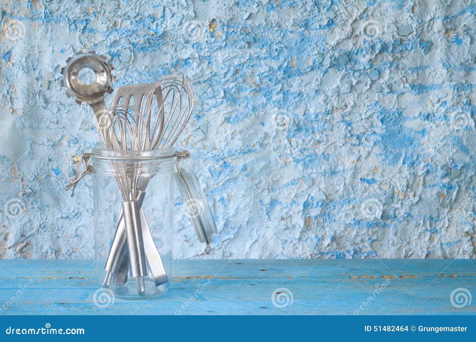 Kitchen Utensils in a Glass Jar, Stock Photo Image of equpment