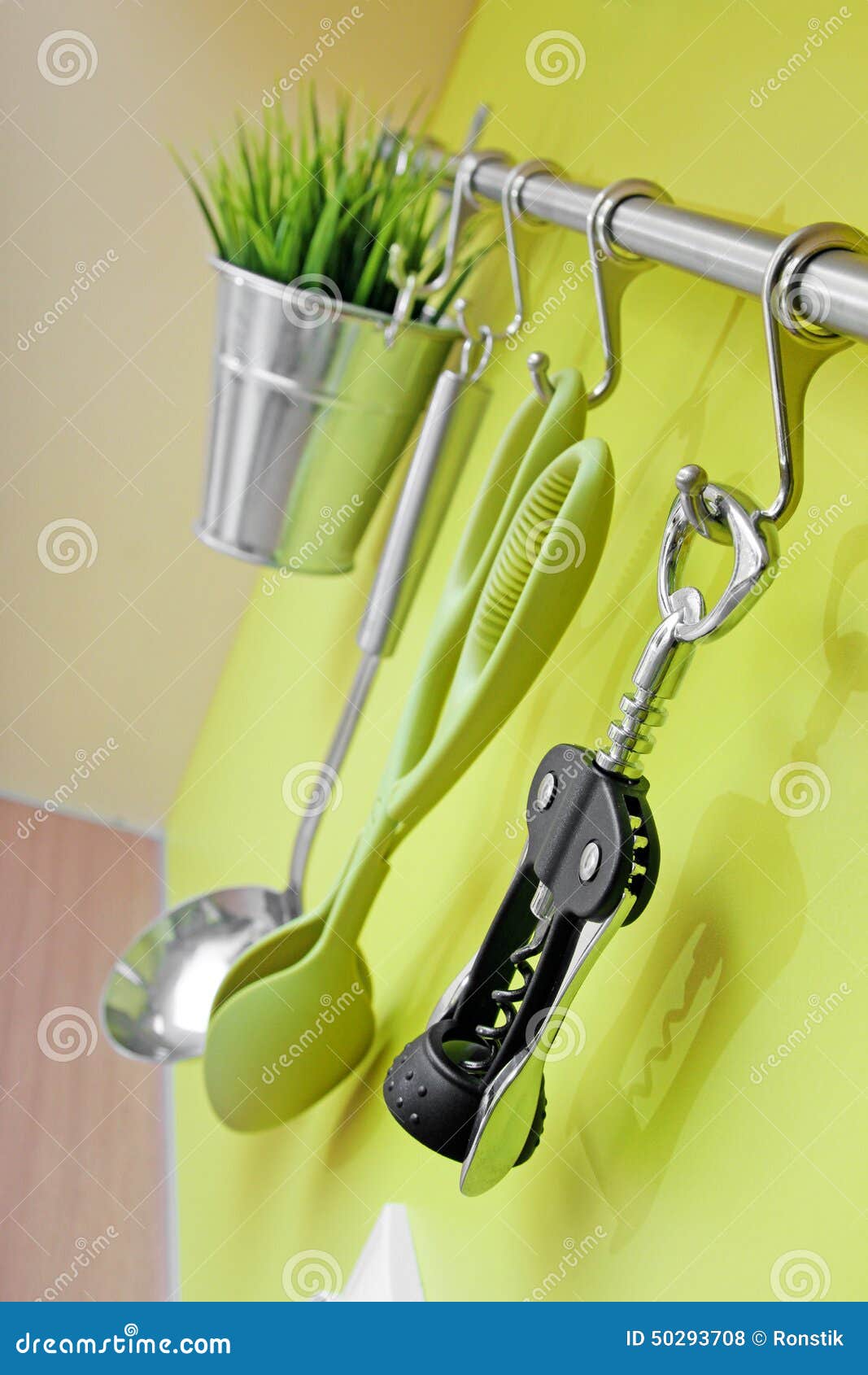 Kitchen Utensils Hanging on Wall Stock Photo Image of everyday