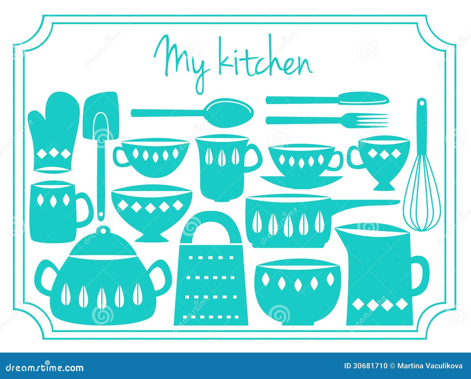 Kitchen utensils label stock vector. Illustration of kitchenware 30681710