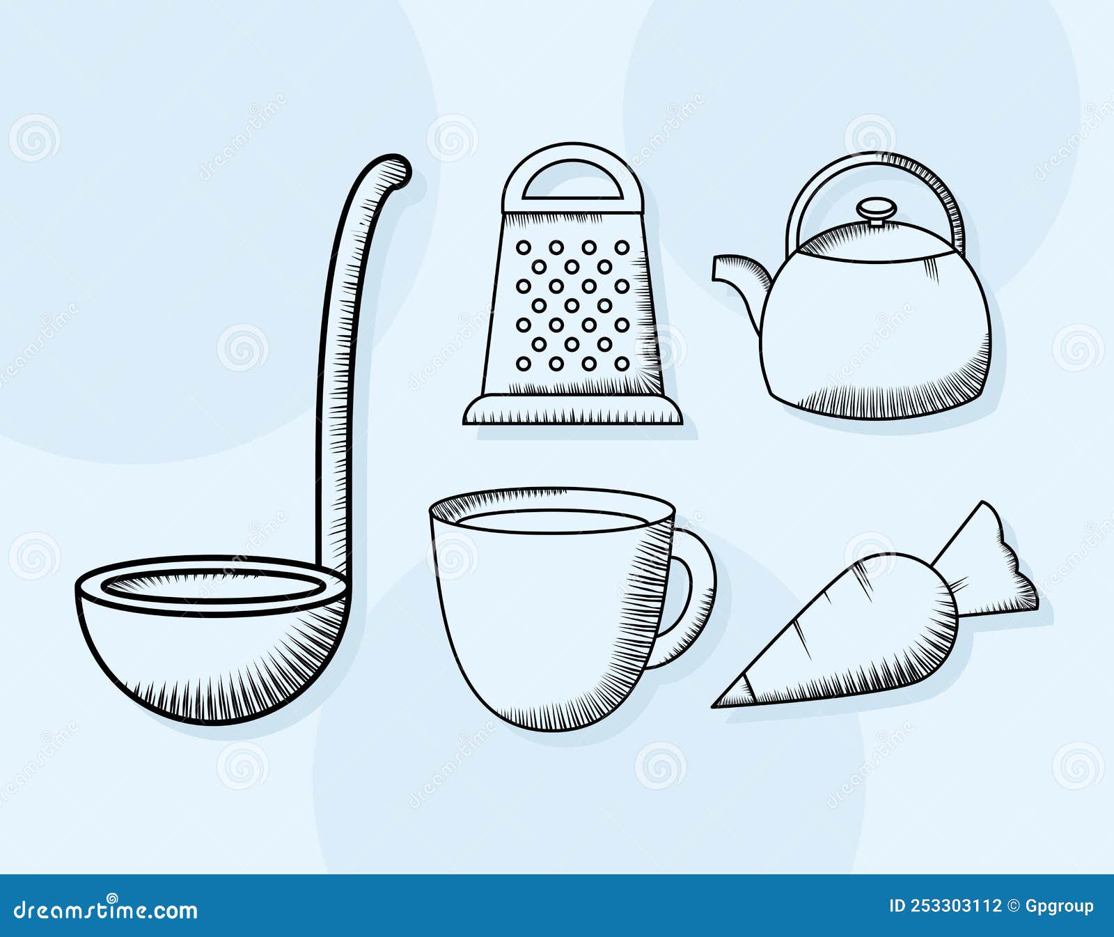 Kitchen utensils set stock vector. Illustration of utensils 253303112