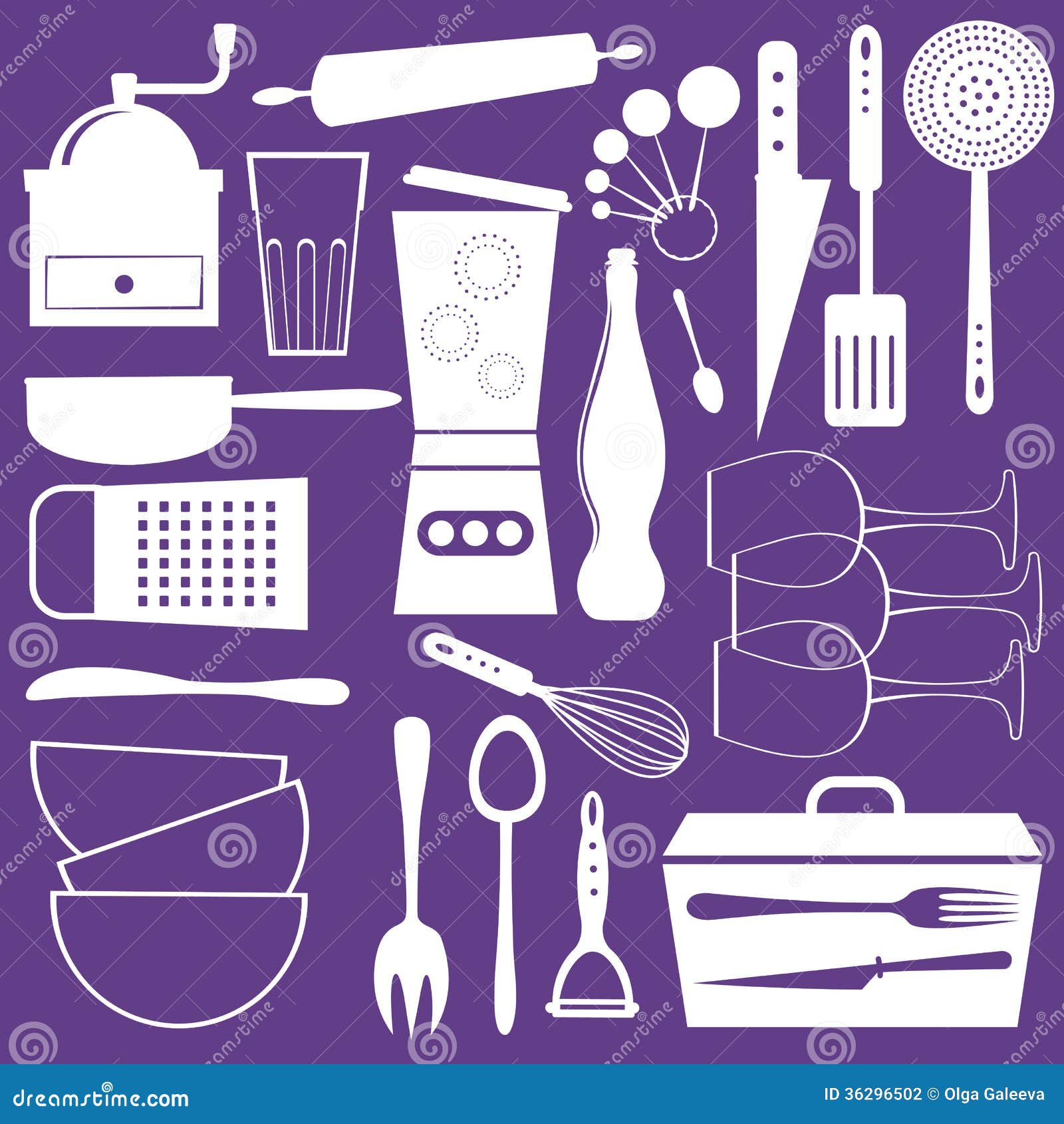 Kitchen utensils stock vector. Illustration of silhouette 36296502