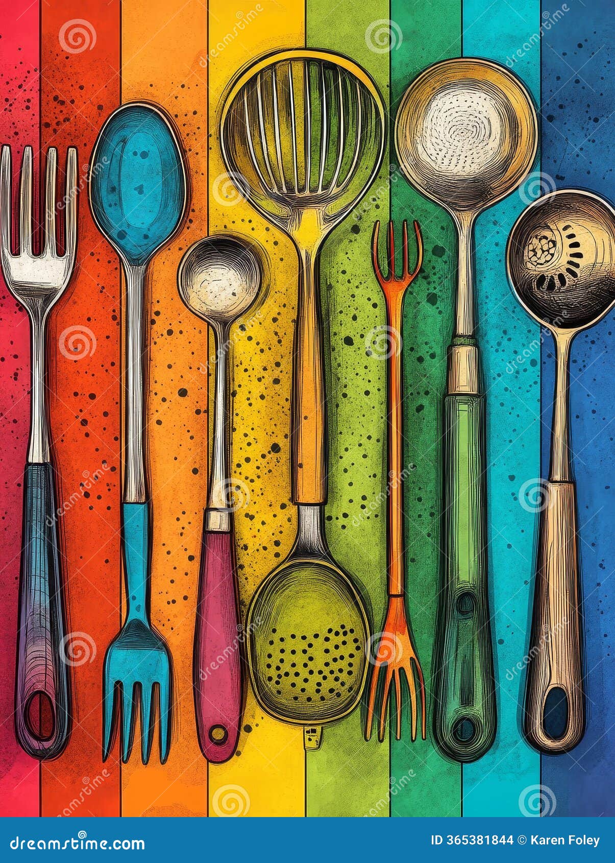 Kitchen Utensils Vibrant Neon Pop Art Stock Illustration - Illustration of  copy, utensils: 365381844, image size:1205x1690
