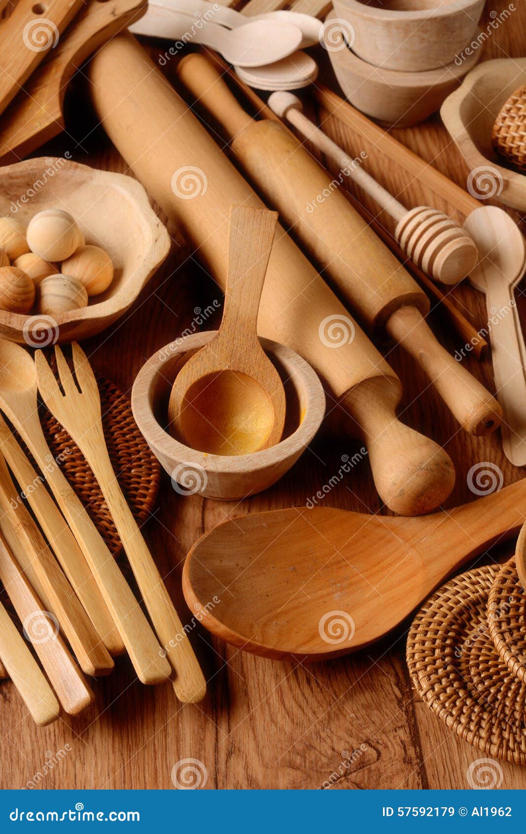 Kitchen utensils wooden stock image. Image of brown, collection ...