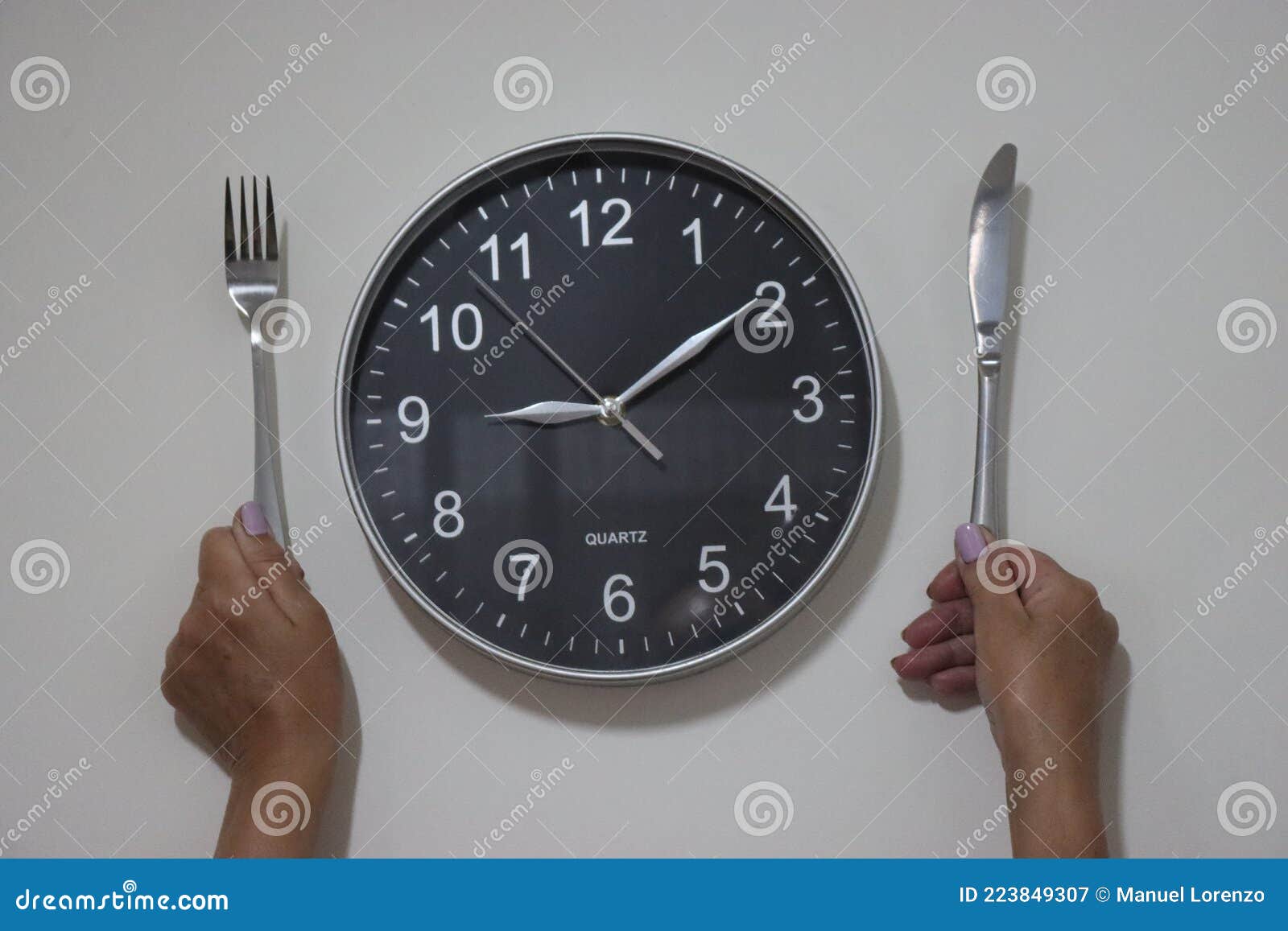 Kitchen Watch Fork Knife Plate Nice Hour Practical Stock Image Image