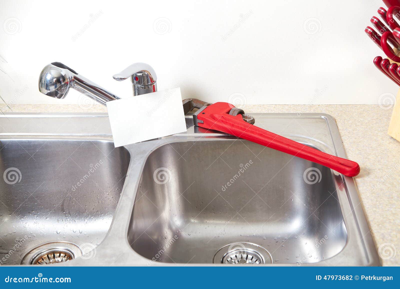 Kitchen Water Tap and Sink. Stock Photo Image of copyspace, plumber