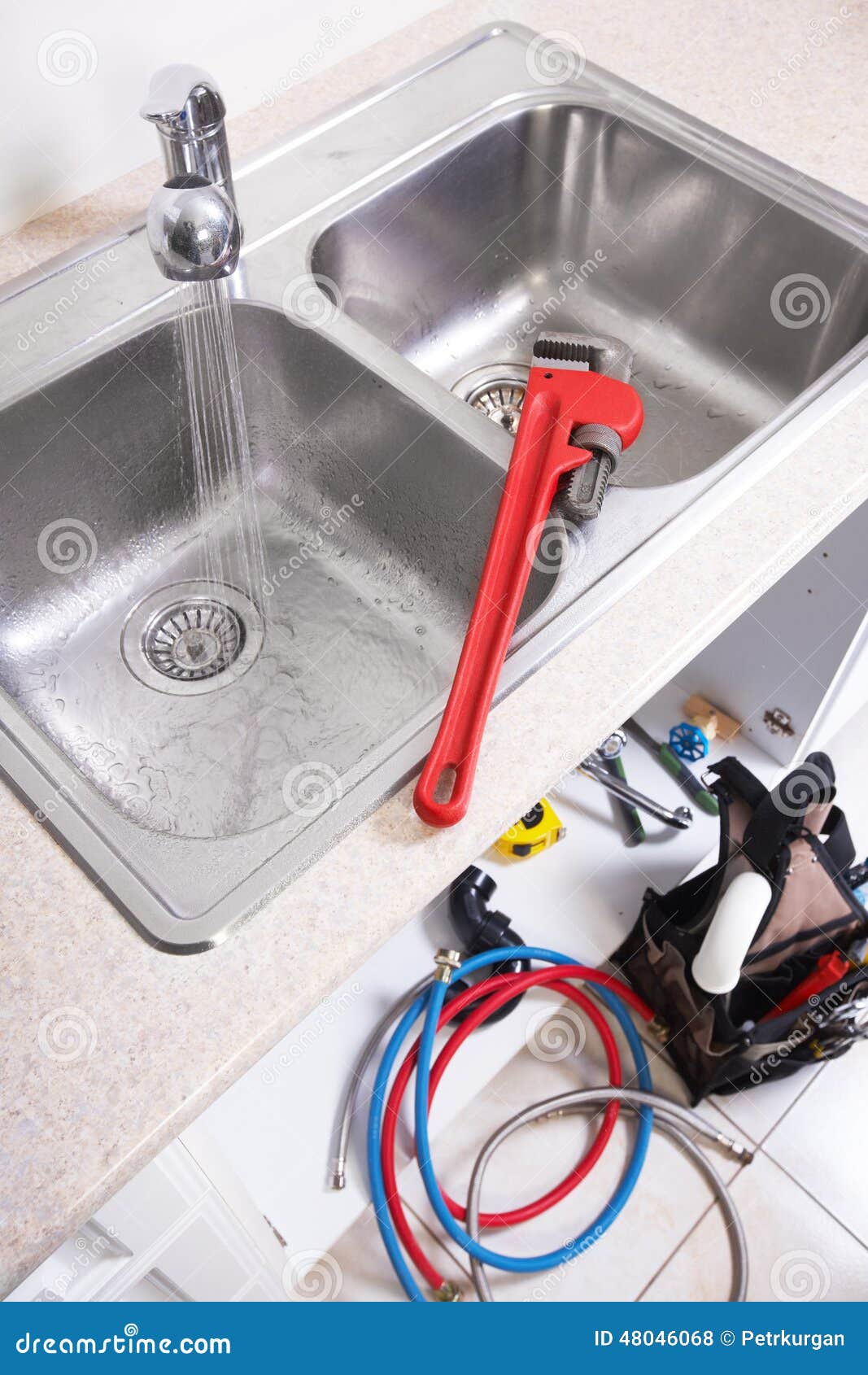 Kitchen Water Tap and Sink. Stock Photo Image of renovation, clog