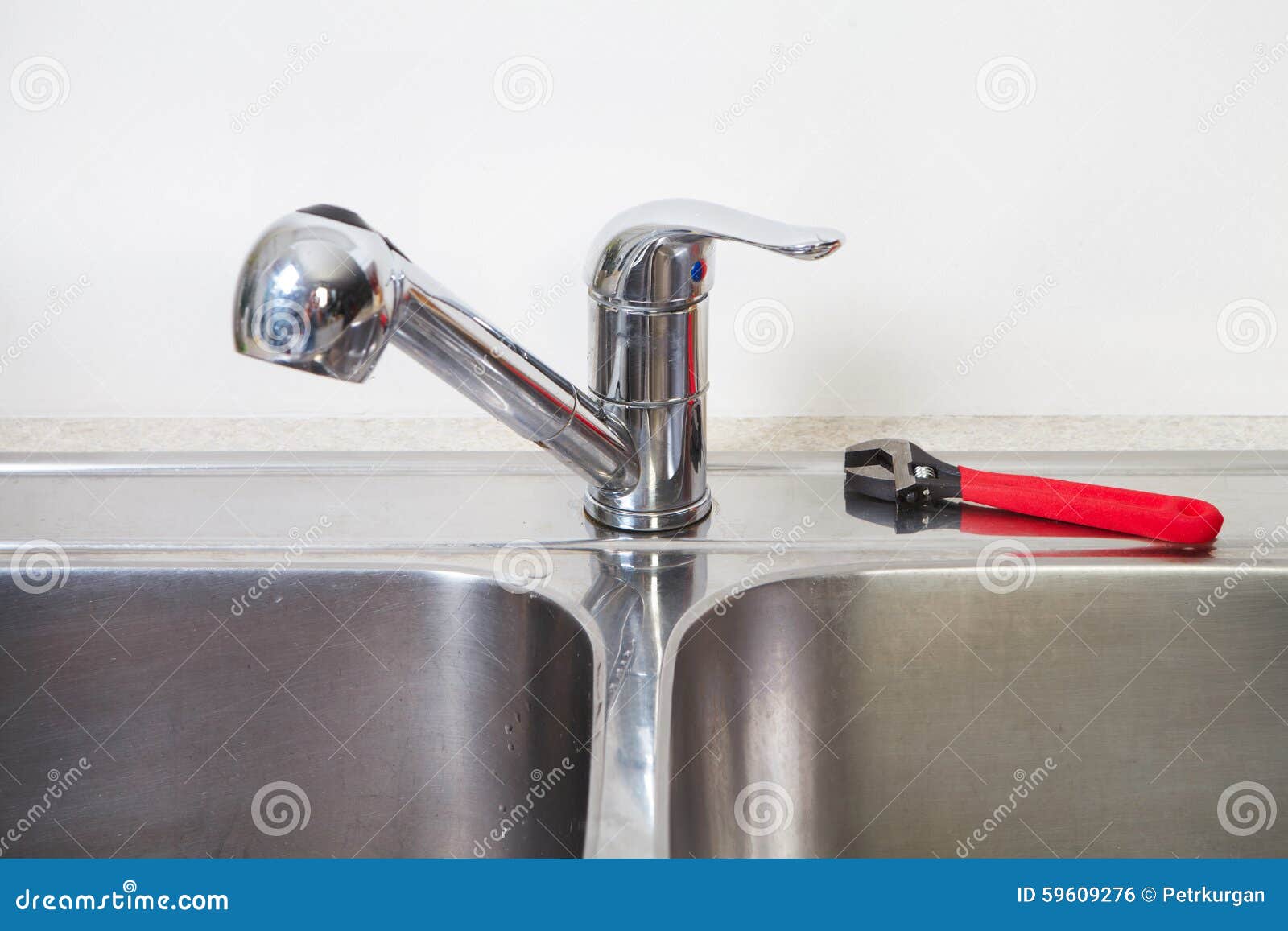 Kitchen Water Tap and Sink. Stock Photo Image of adjustable, work