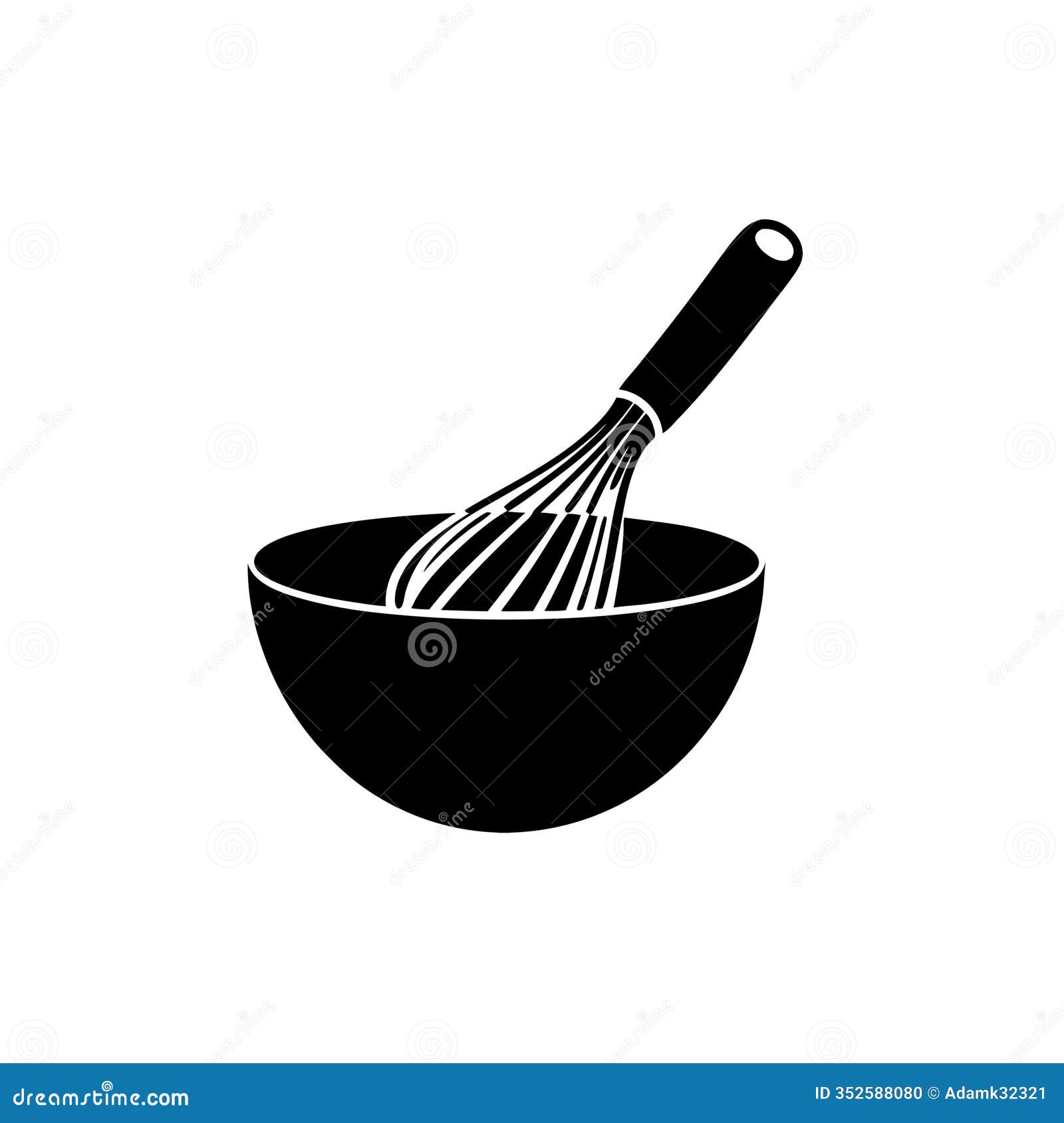 kitchen whisk in mixing bowl   for baking and culinary 