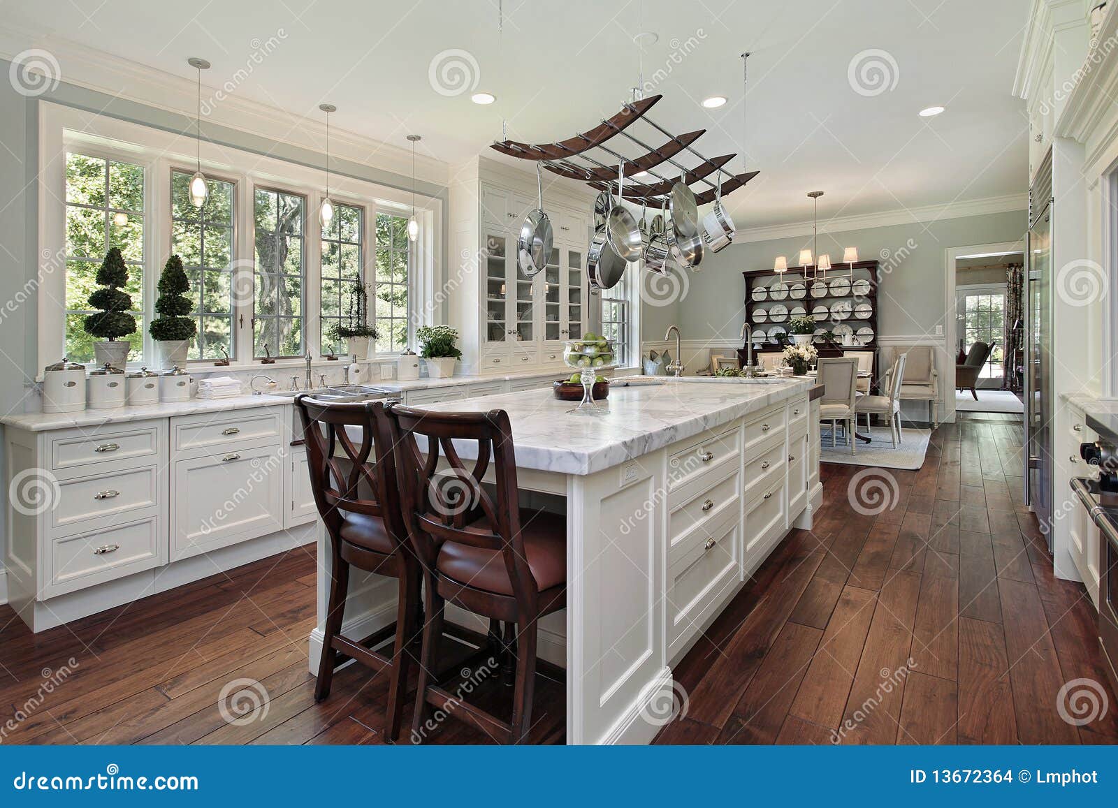 kitchen with white granite island