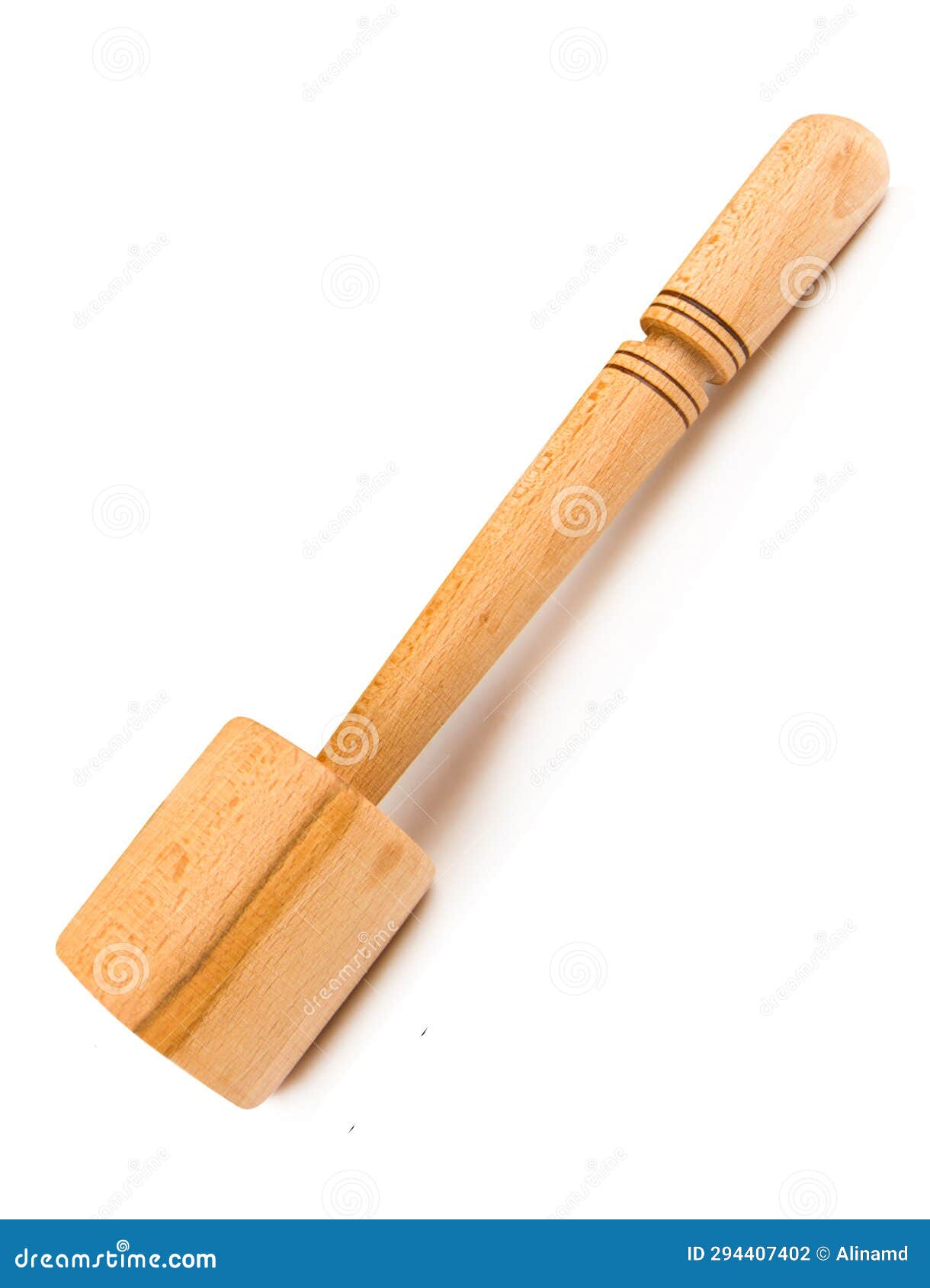 Kitchen Wooden Mallet Isolated on White Background Stock Photo Image