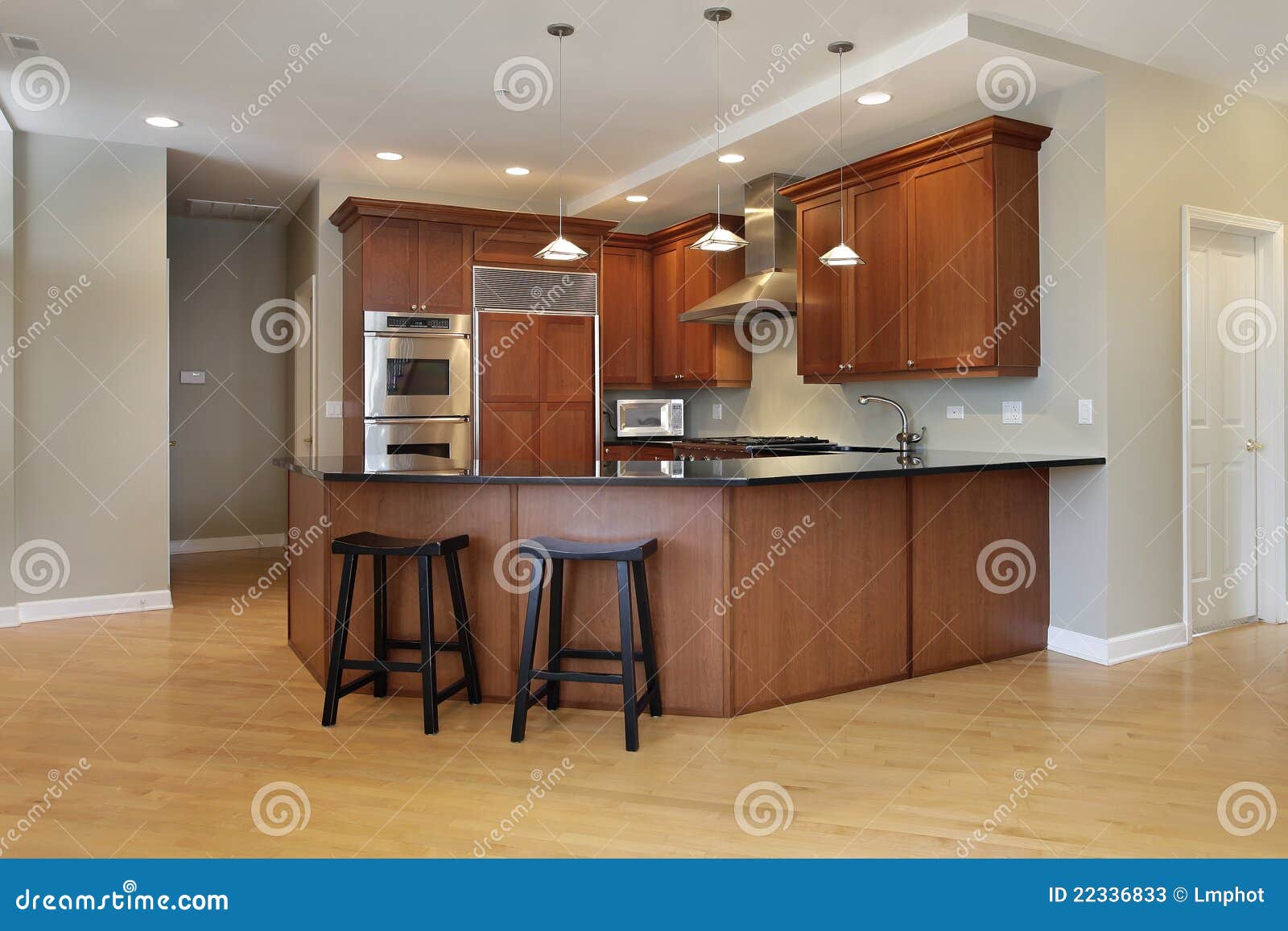 Kitchen with Wraparound Counter Stock Image Image of interior