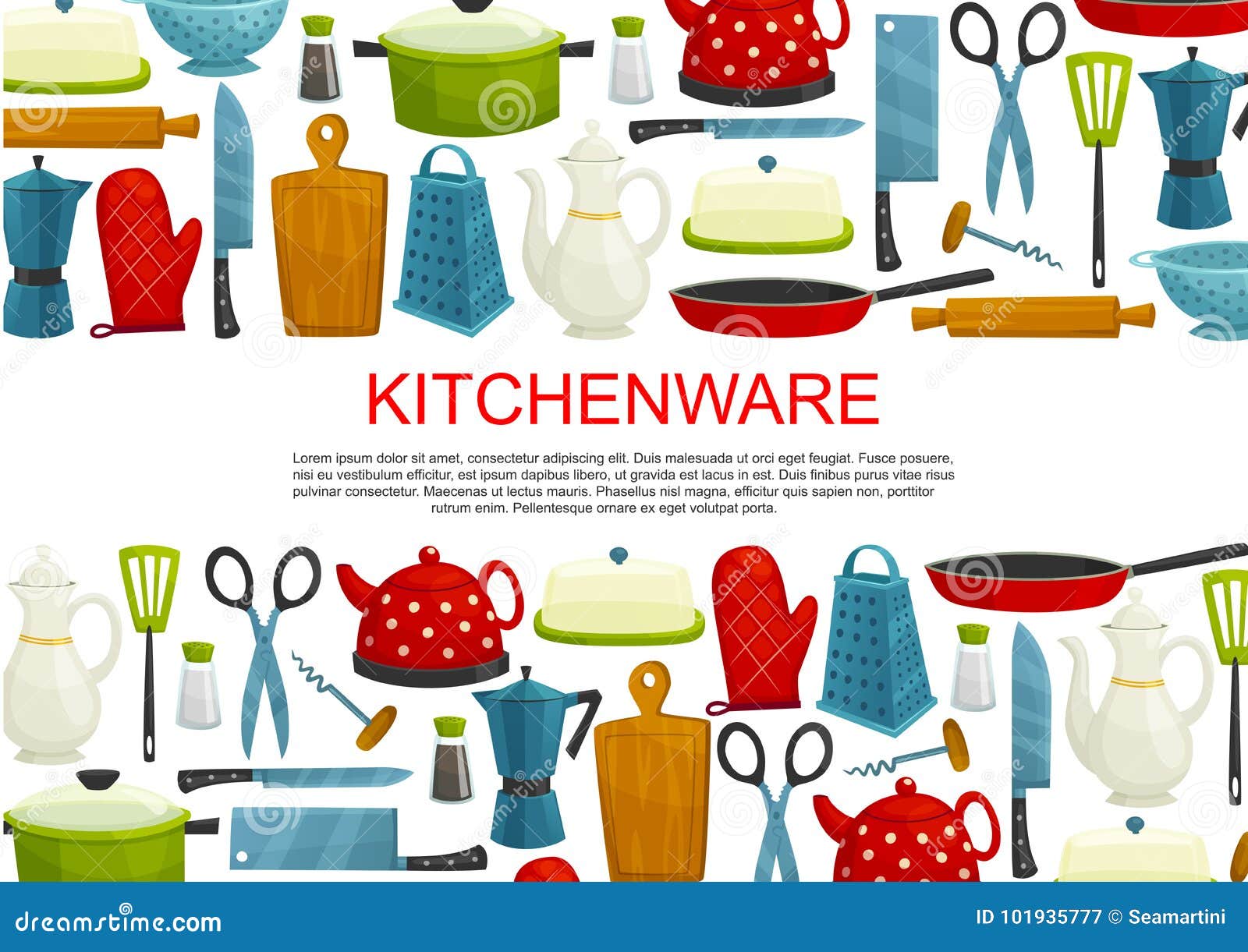 Kitchenware, Kitchen Utensils and Tool Banner Stock Vector