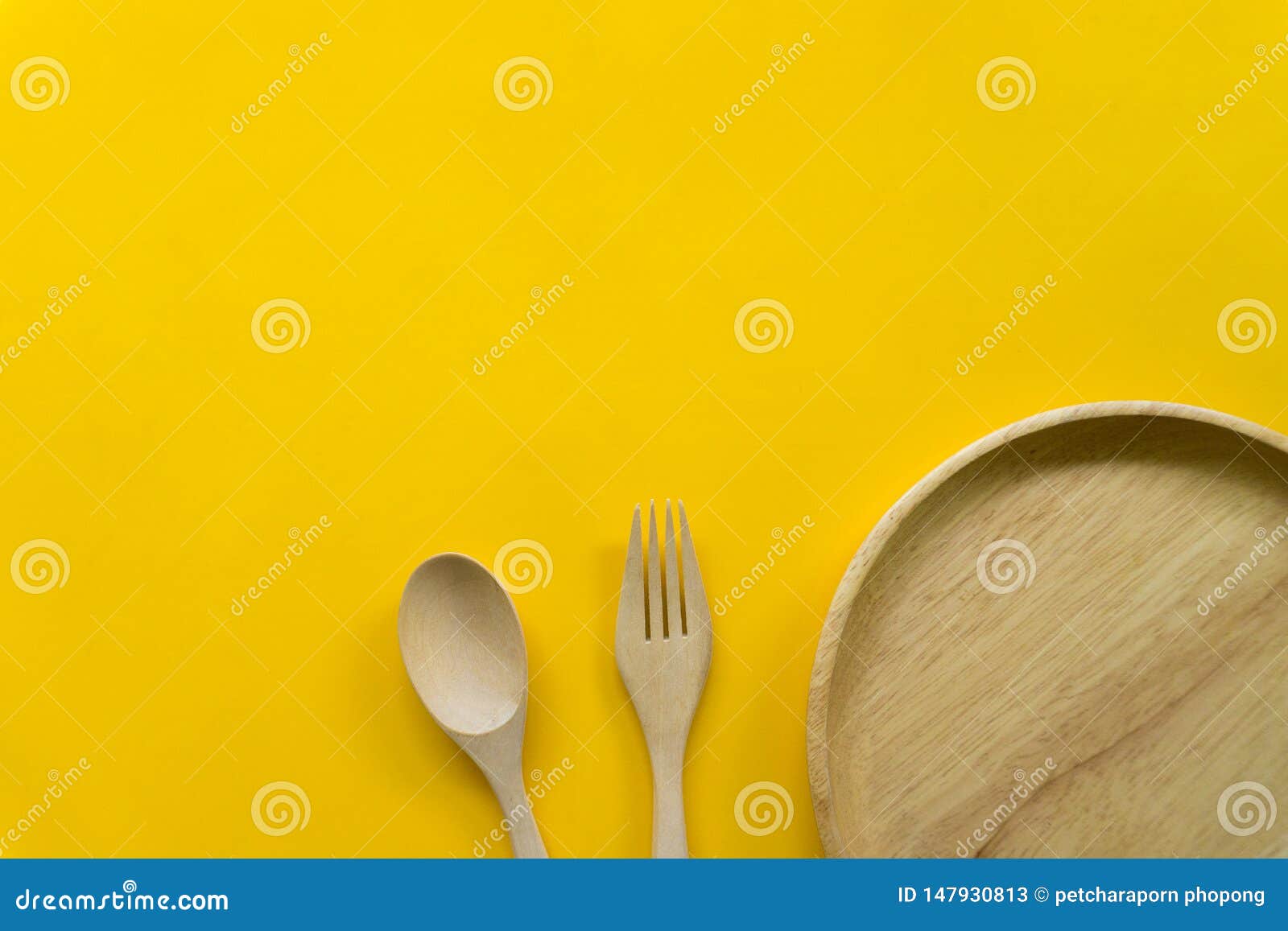 Download Kitchenware Set Of Wooden Spoon And Wooden Fork Isolated With Yellow Background Stock Image Image Of Decoration Restaurant 147930813 PSD Mockup Templates
