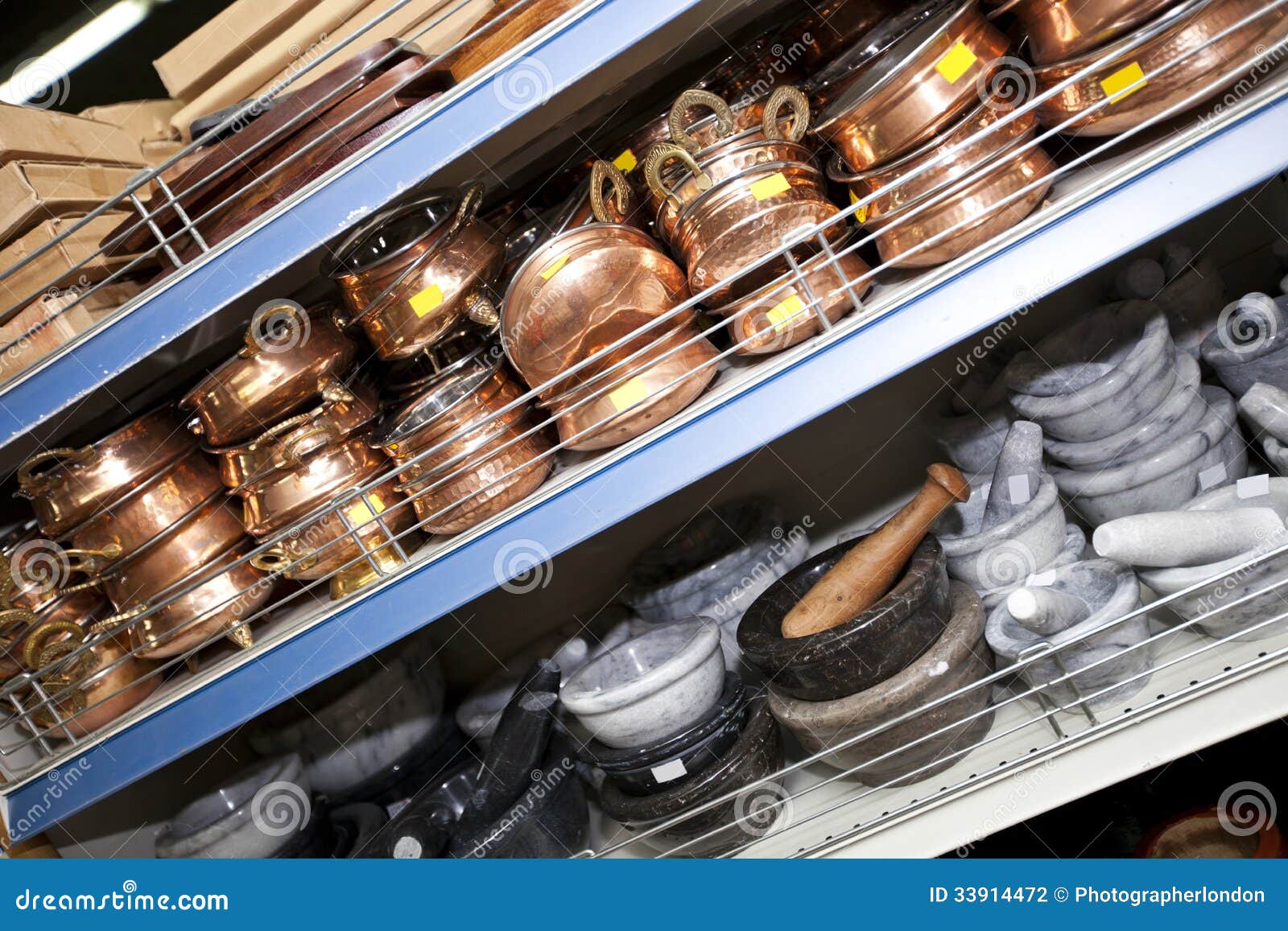 Kitchenwares on Display in Utensil Store Stock Photo Image of