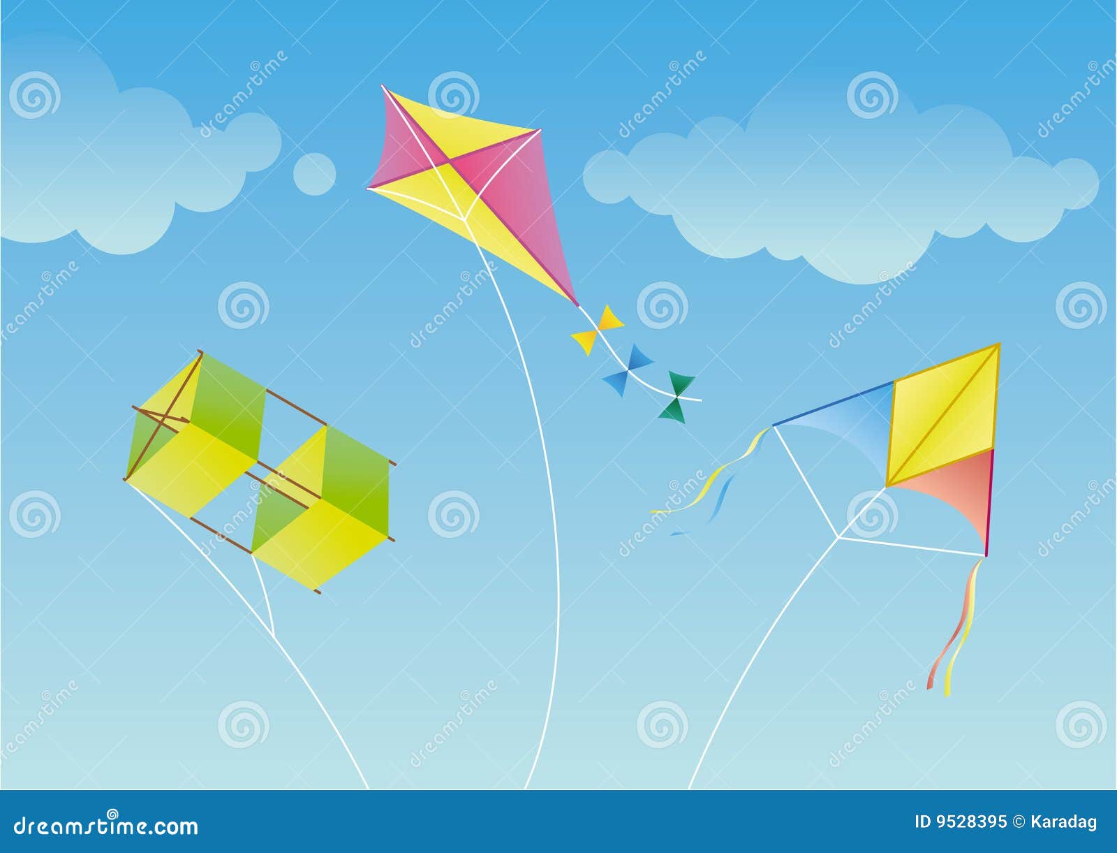 Kite stock vector. Illustration of action, cloudy, light 9528395