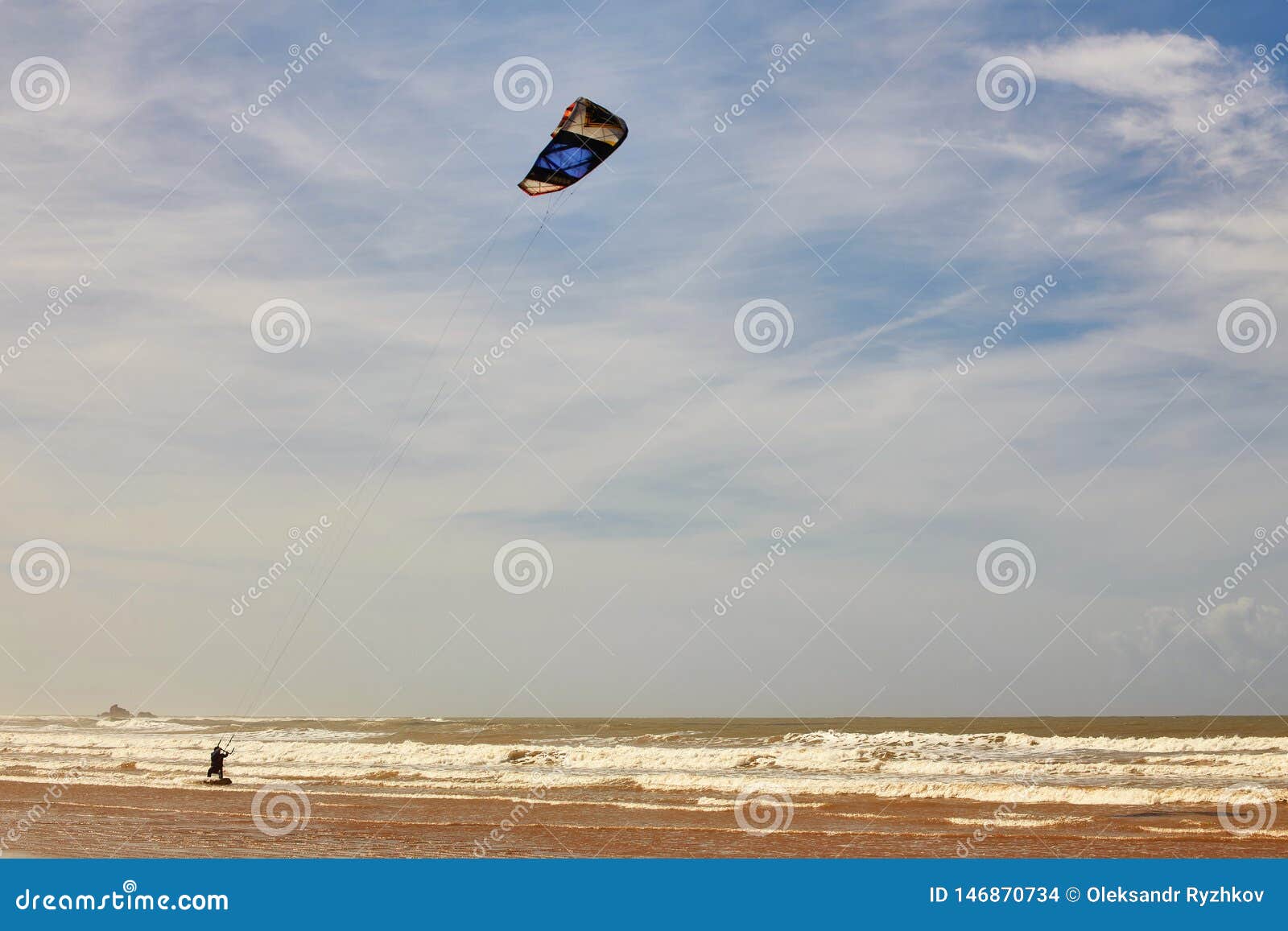 Kite Boarding in the Atlantic Ocean Off the Beaches Stock Photo Image of boarding, water