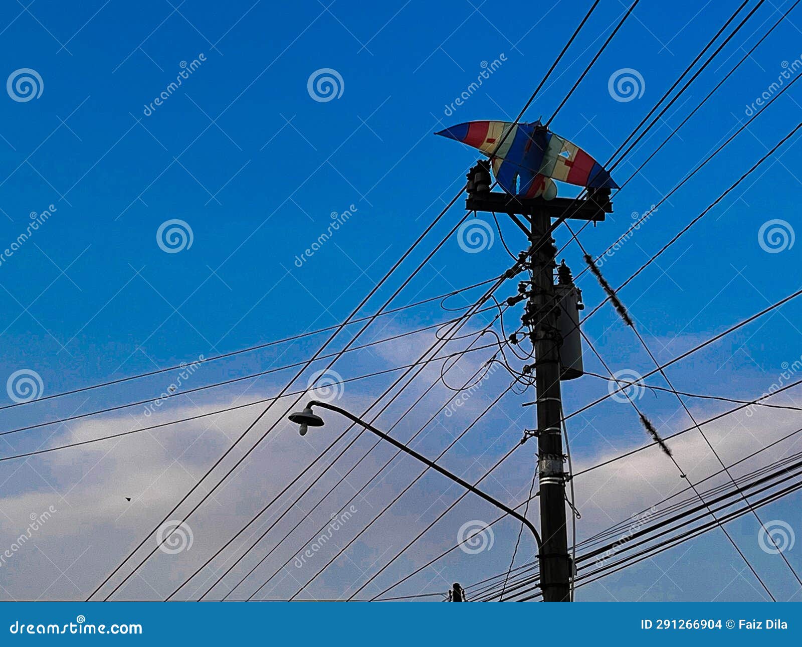 The Kite Caught in an Electric Pole Stock Photo Image of outdoor