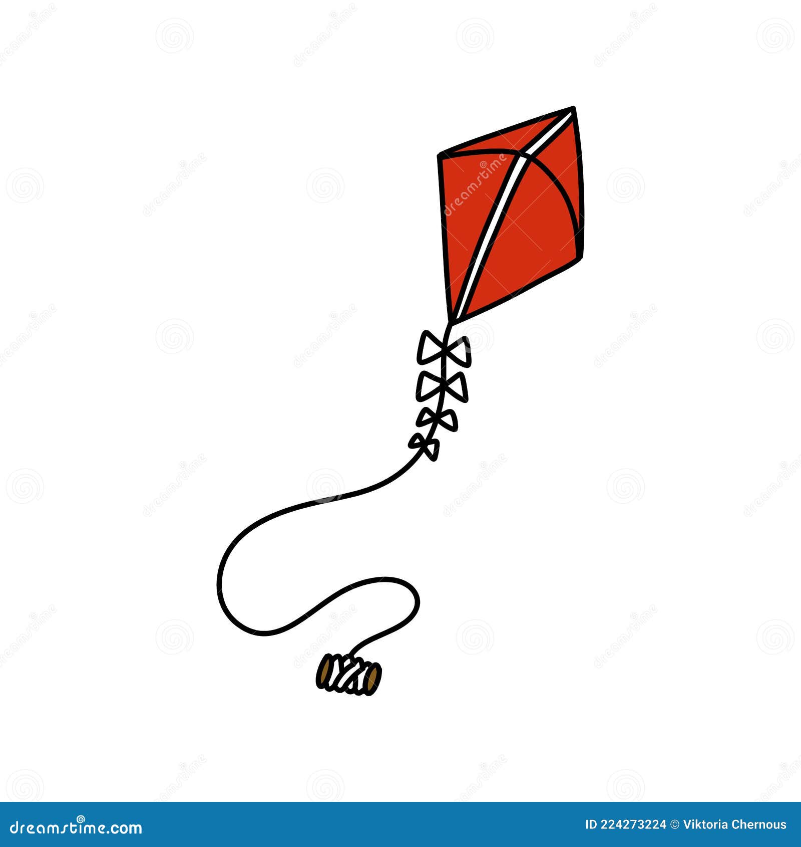 Kite Doodle Icon, Vector Color Line Illustration Stock Vector