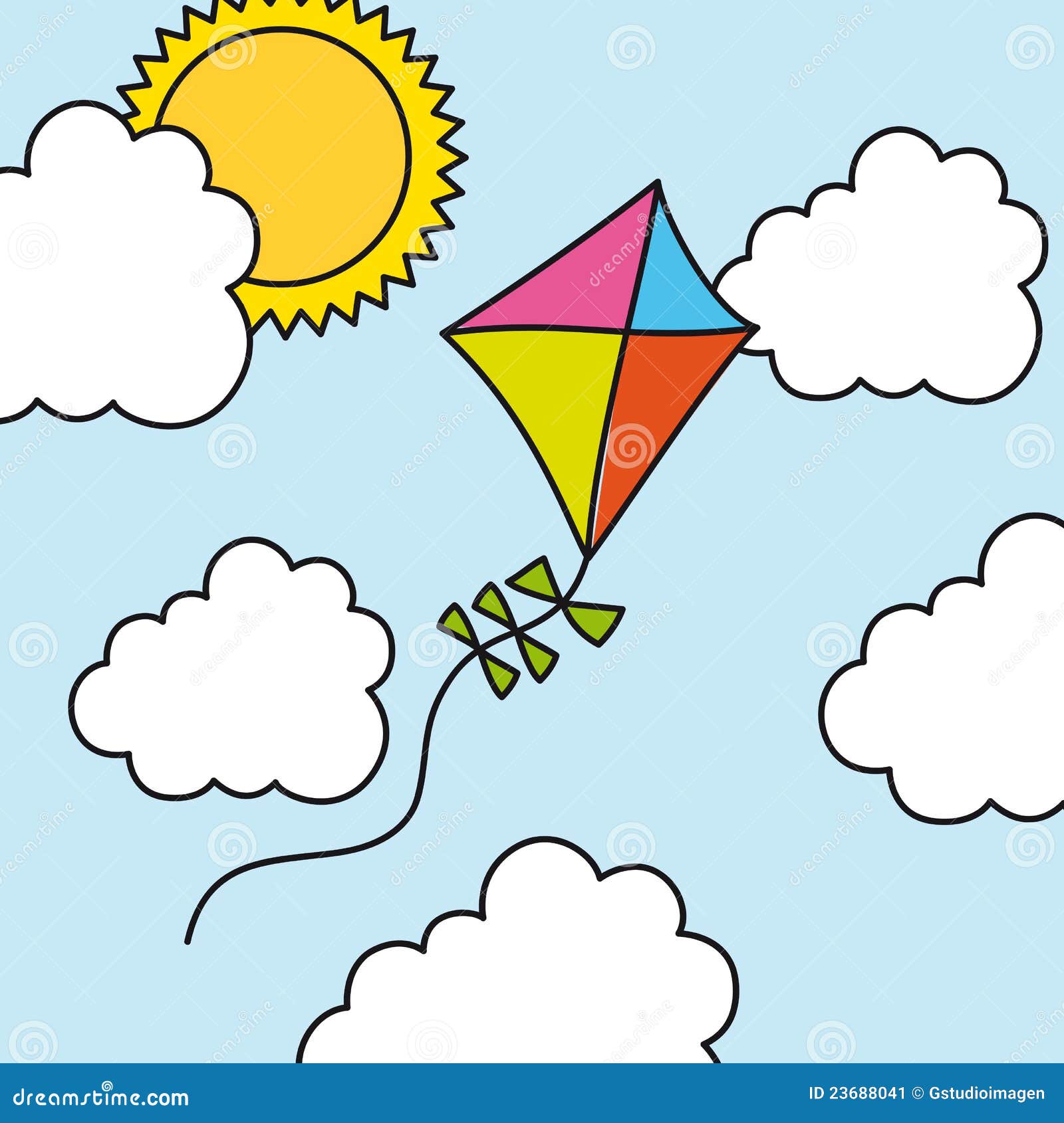 Boy With Kite Drawing Cartoon Vector 23687821
