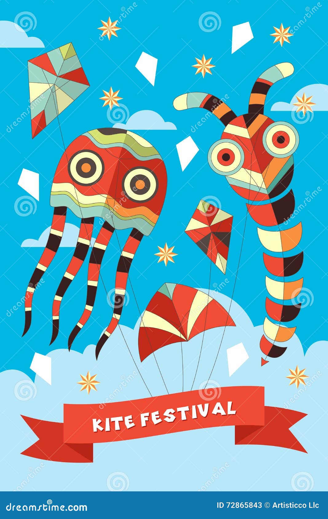 Kite Festival Poster stock vector. Illustration of decoration 72865843