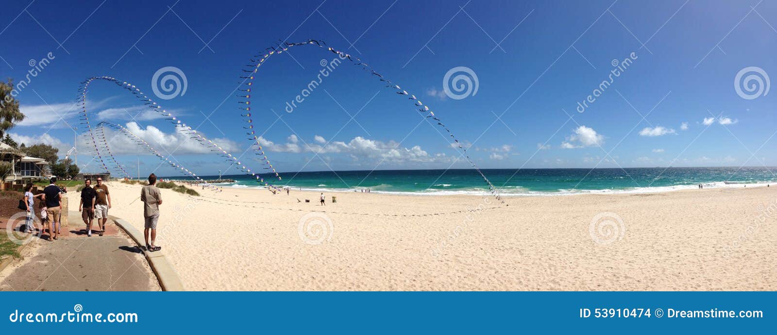 Kite Flying at City Beach Panorama Editorial Stock Image Image of