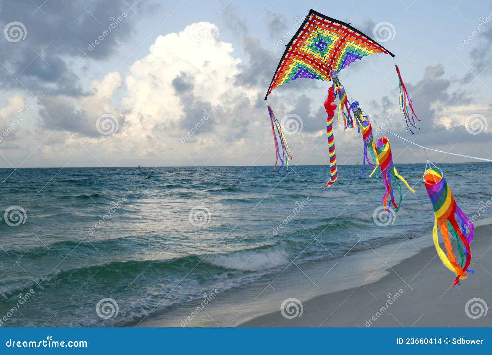 Kite Flying on a Florida Beach Stock Photo Image of holiday, clouds