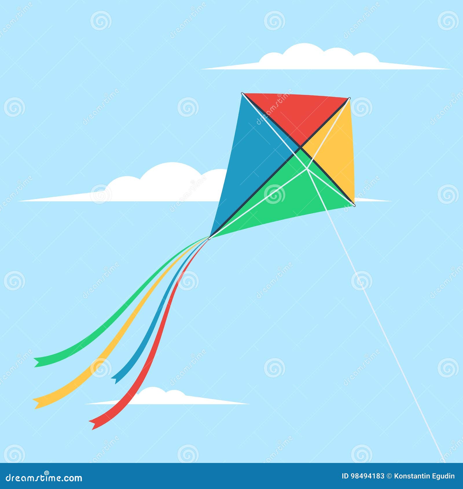 kite flying cartoon