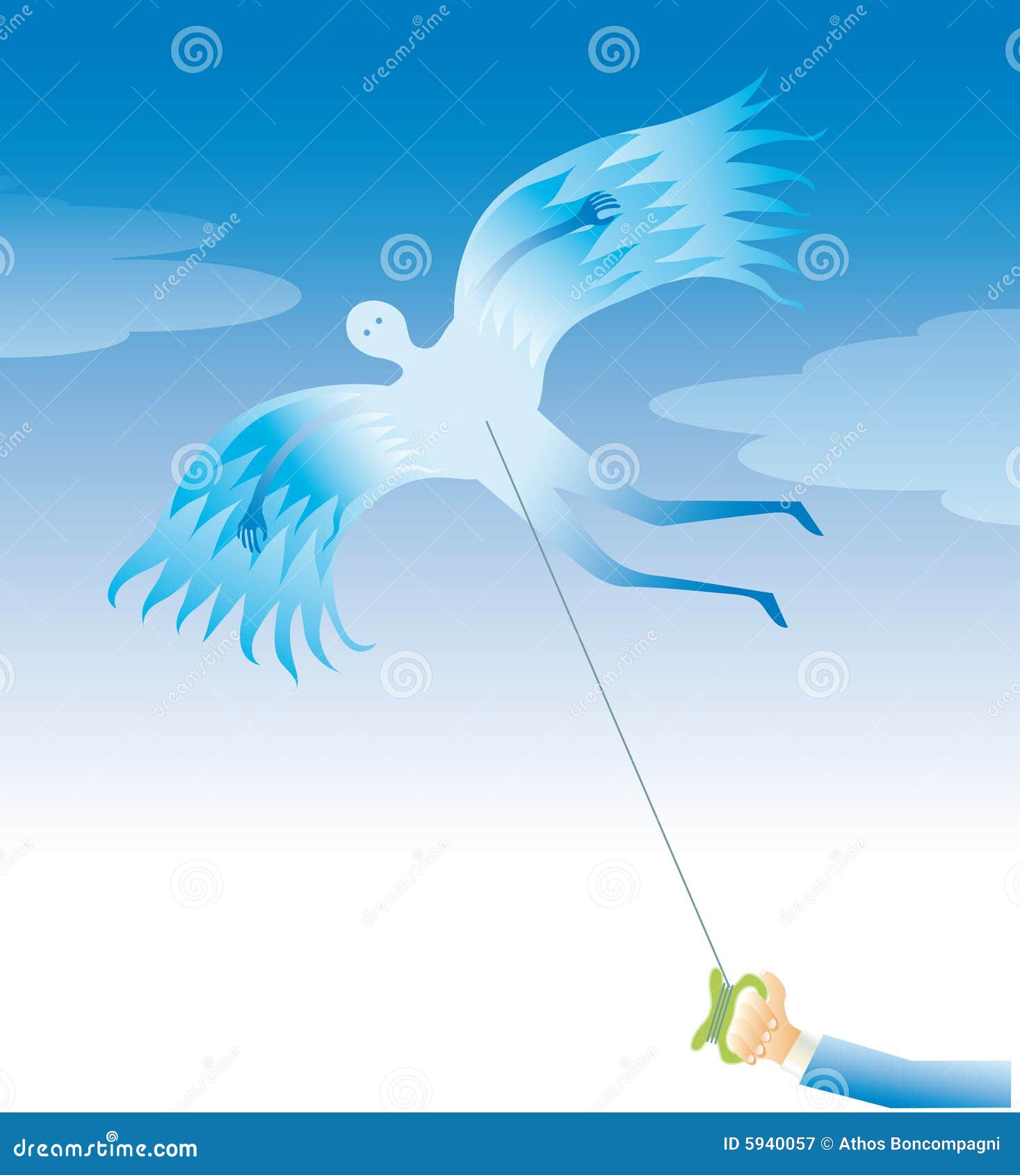 Kite man stock vector. Illustration of flying, power, prison 5940057