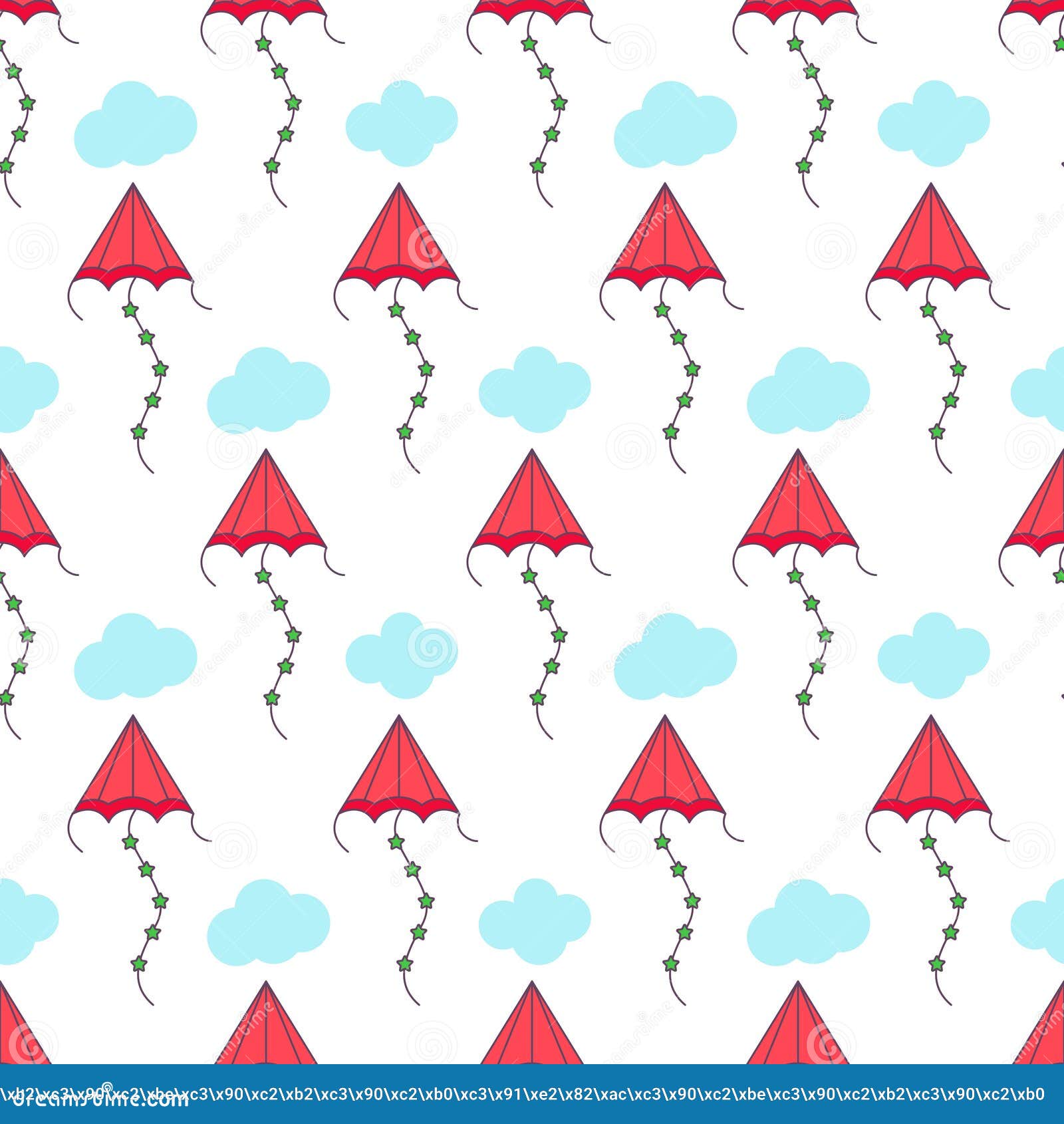 Kite Pattern. Kites Seamless Pattern. Flying Kites Background. Retro