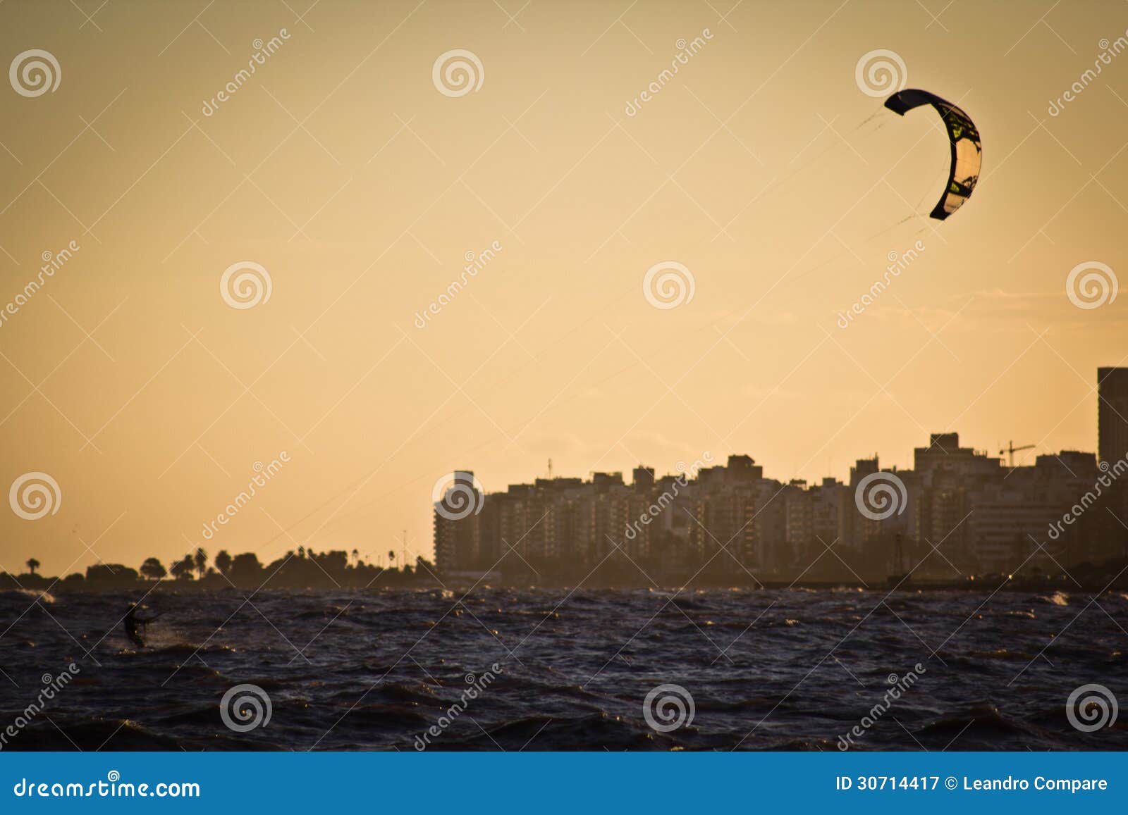 Kite Surf Sunset stock image. Image of pampero, watersport 30714417