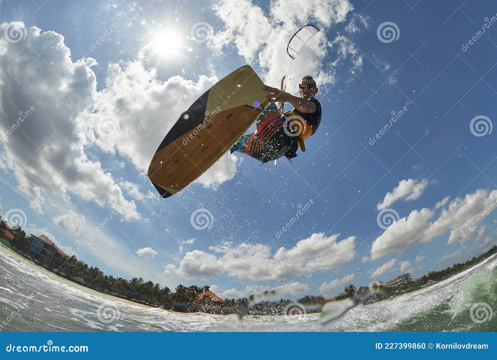 Kite Surfer Jumps with Kiteboard Stock Photo Image of surfer, fall