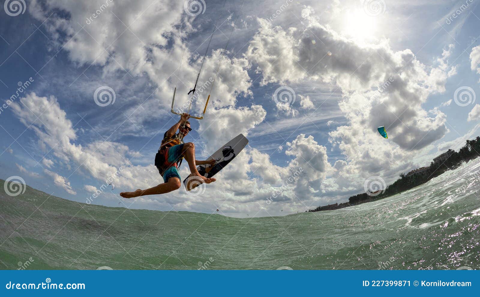 Kite Surfer Jumps with Kiteboard Stock Image Image of surfer, jump