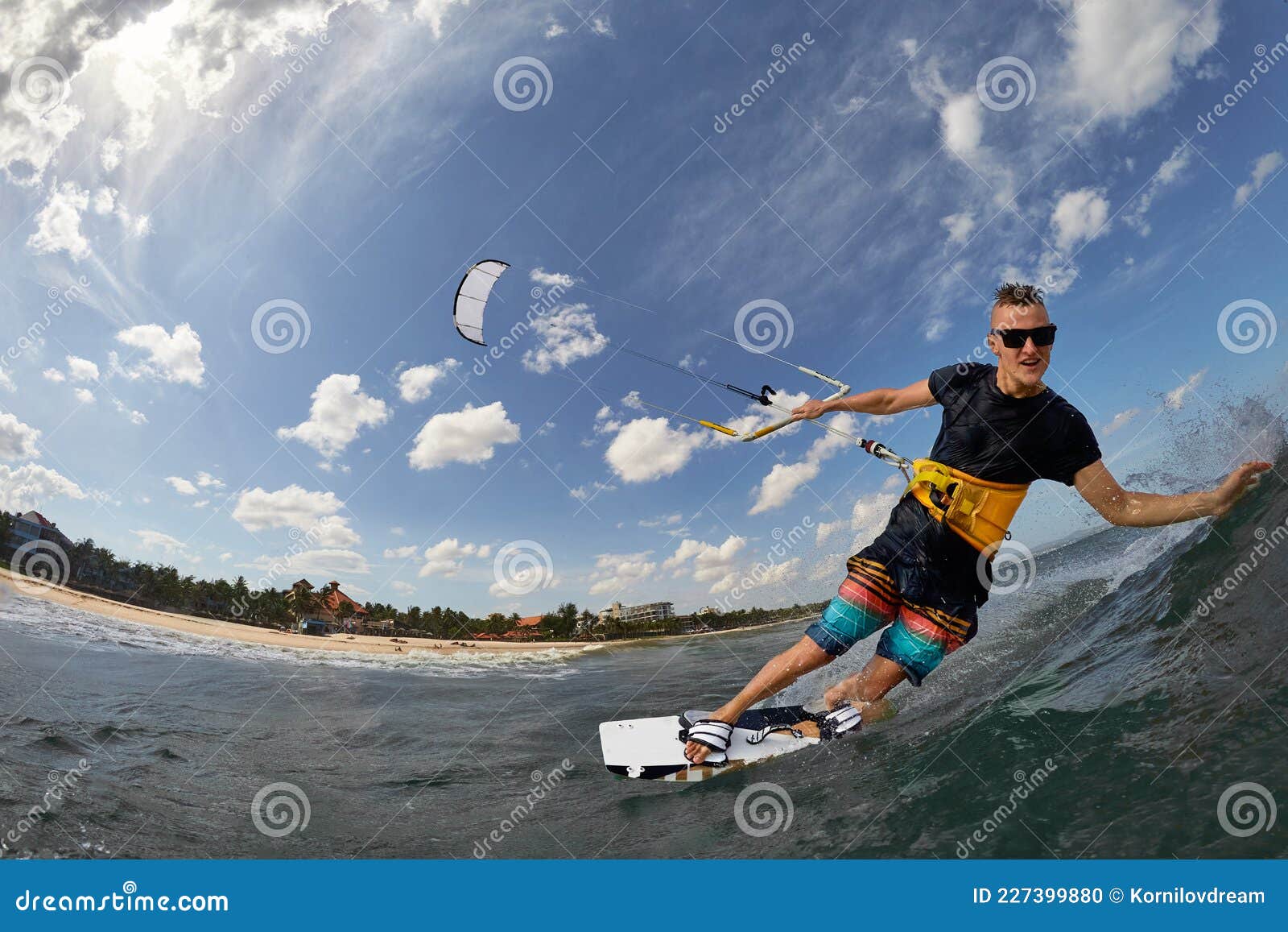 Kite Surfer Jumps with Kiteboard Stock Photo Image of flying