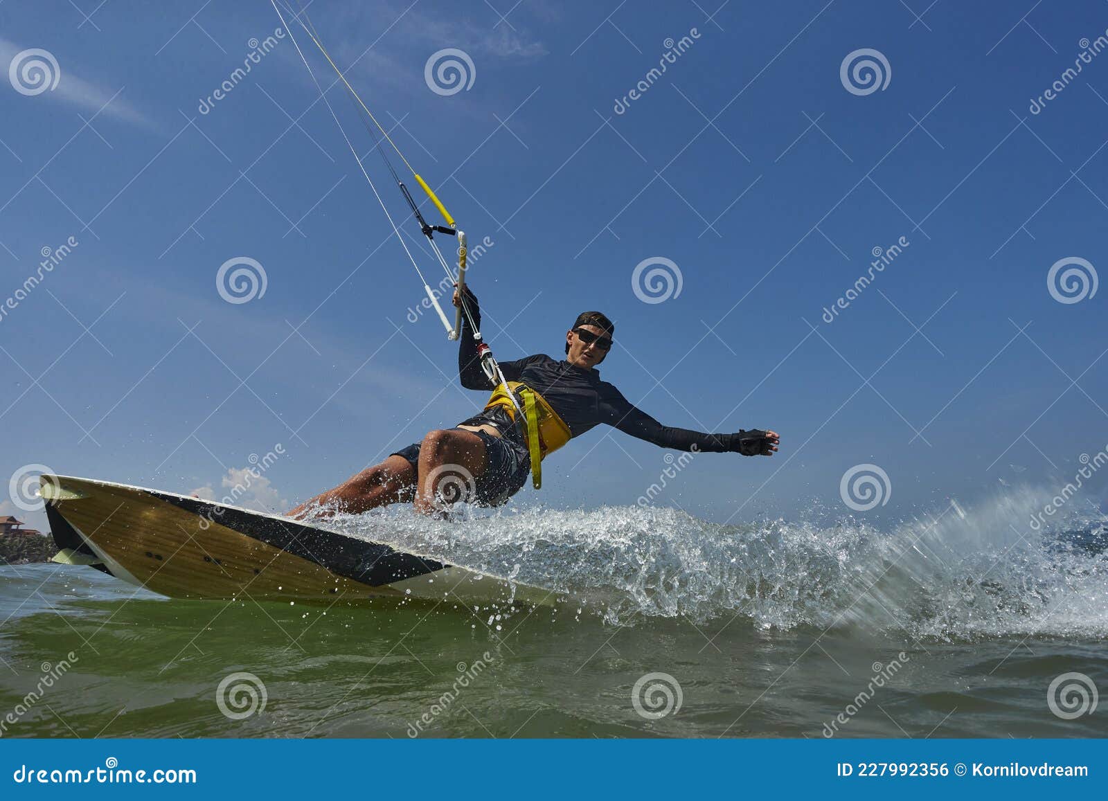 Kite Surfer Jumps with Kiteboard Stock Photo Image of flying, active