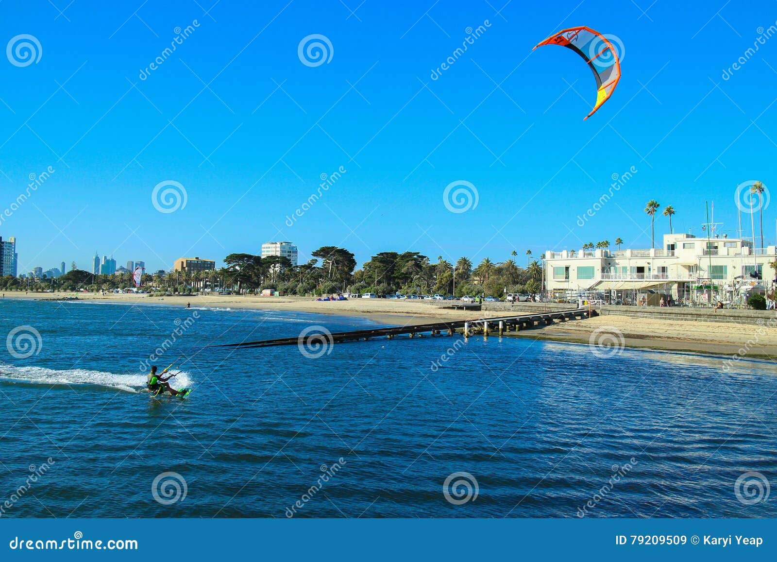 Kite Surfing Australia Melbourne St Kilda Beach Editorial Stock Image