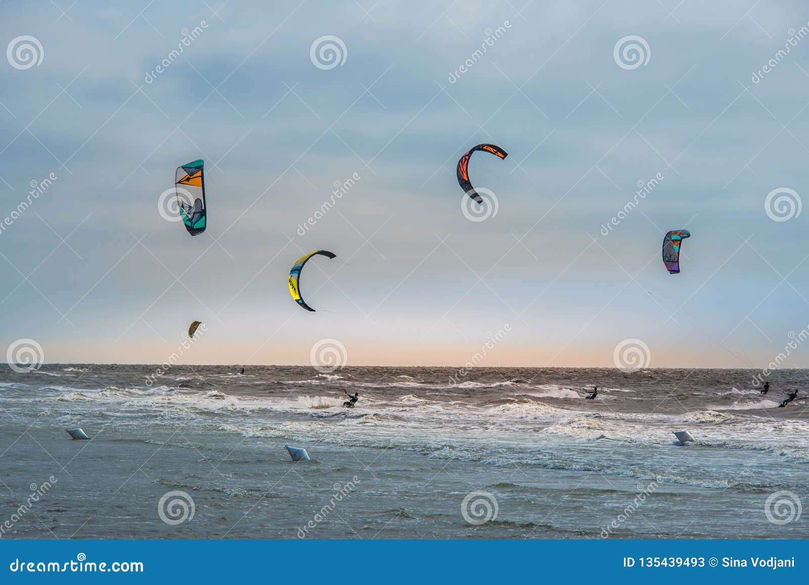 Kite Surfing Competition on Waves Editorial Stock Photo Image of