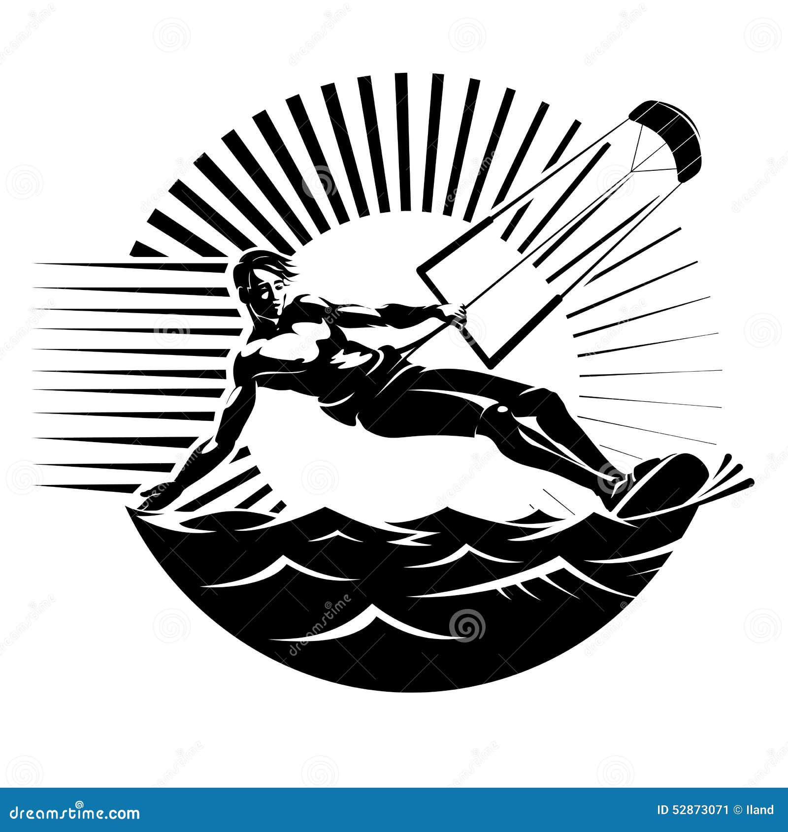 Kite surfing. stock vector. Illustration of black, action 52873071