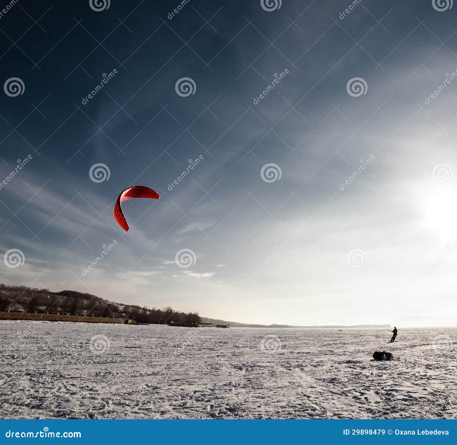 Kiteboarding on snow stock image. Image of activity, snow 29898479